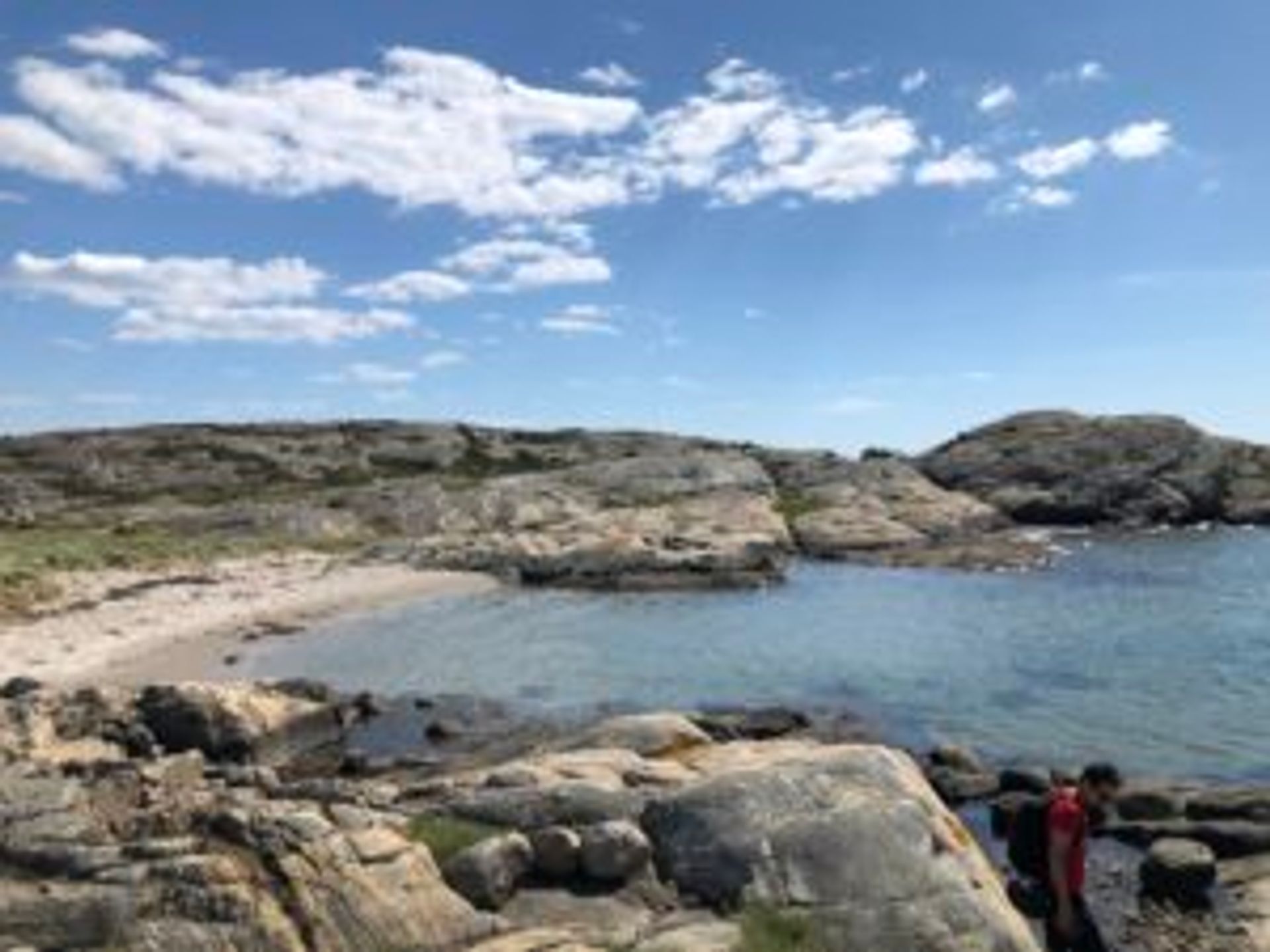 A rocky beach on the island.