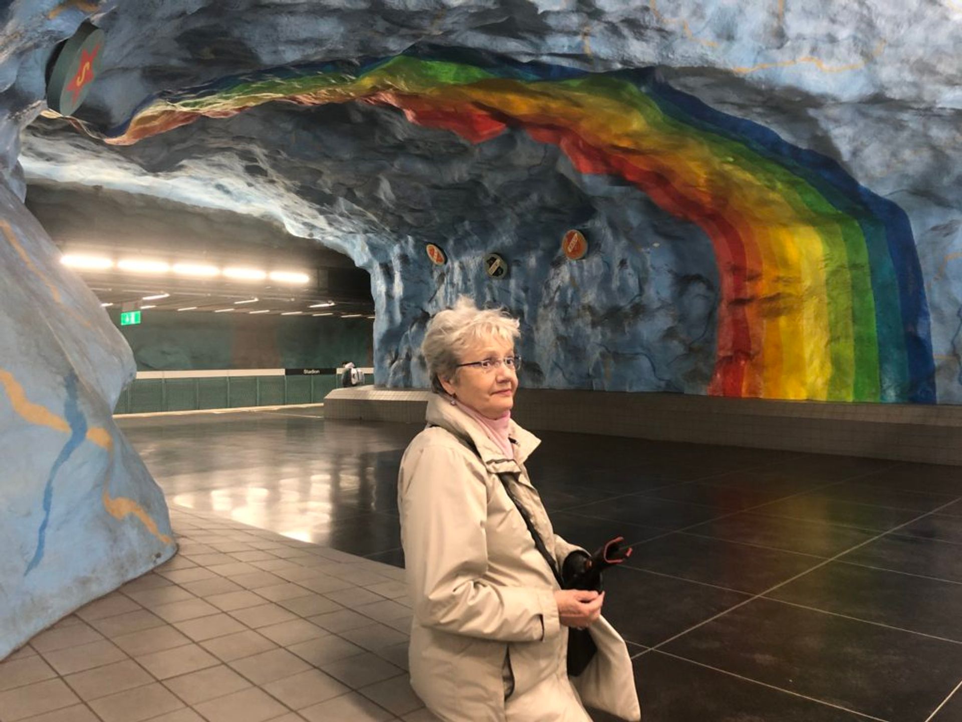 Tiiu, our guide in a Stockholm metro station.