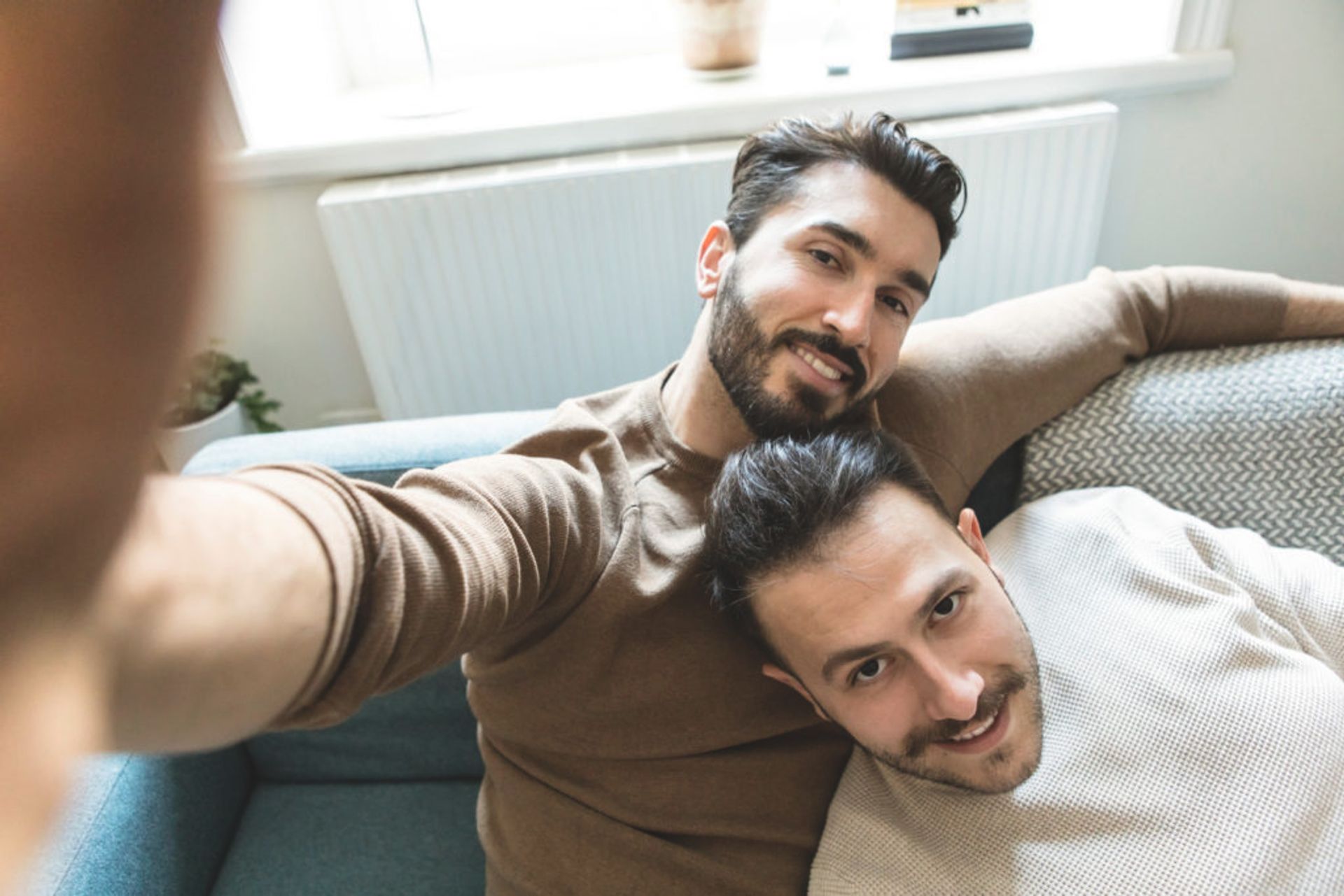 Couple taking a selfie. 