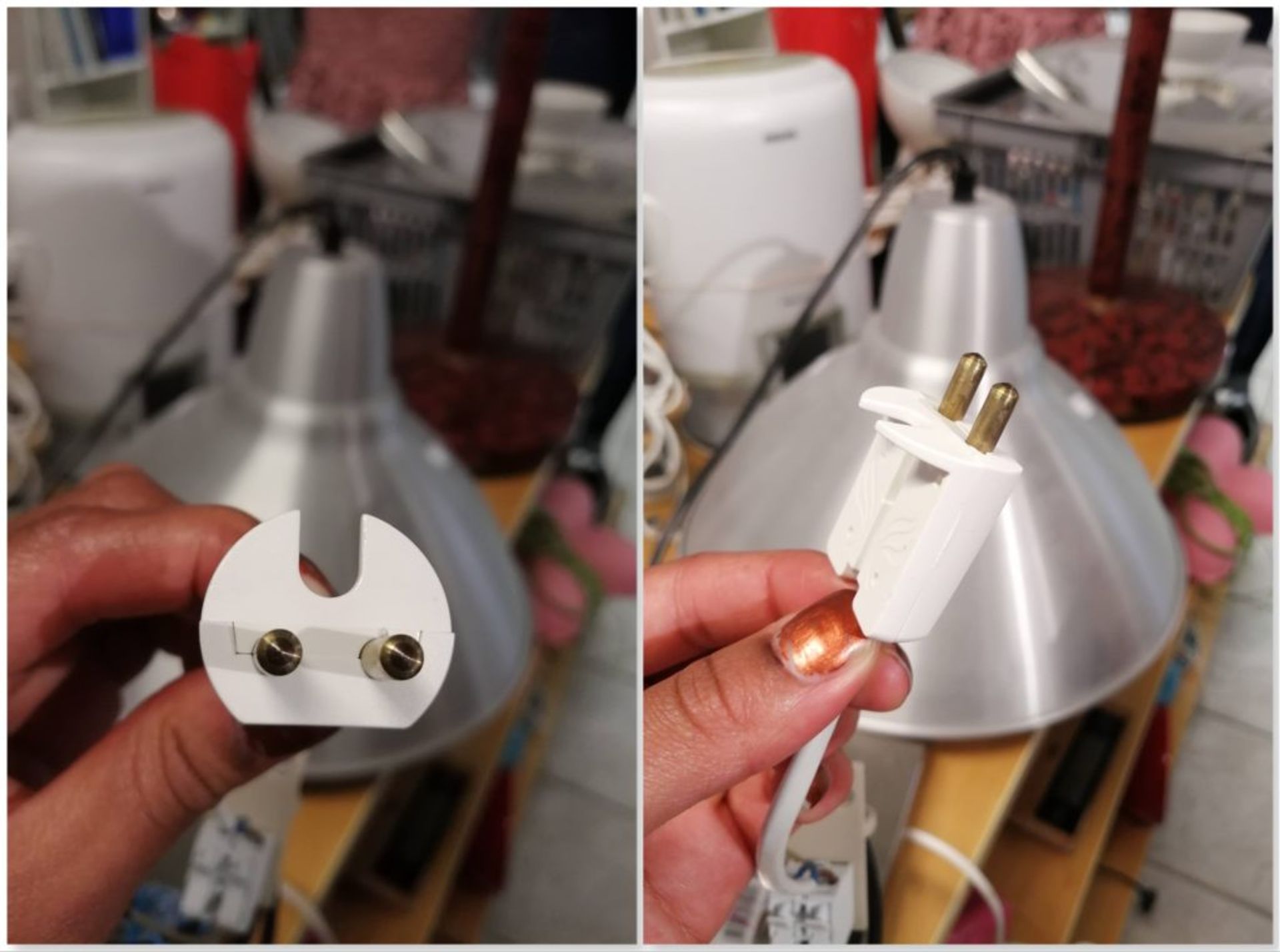 Two pin EU light plugs.