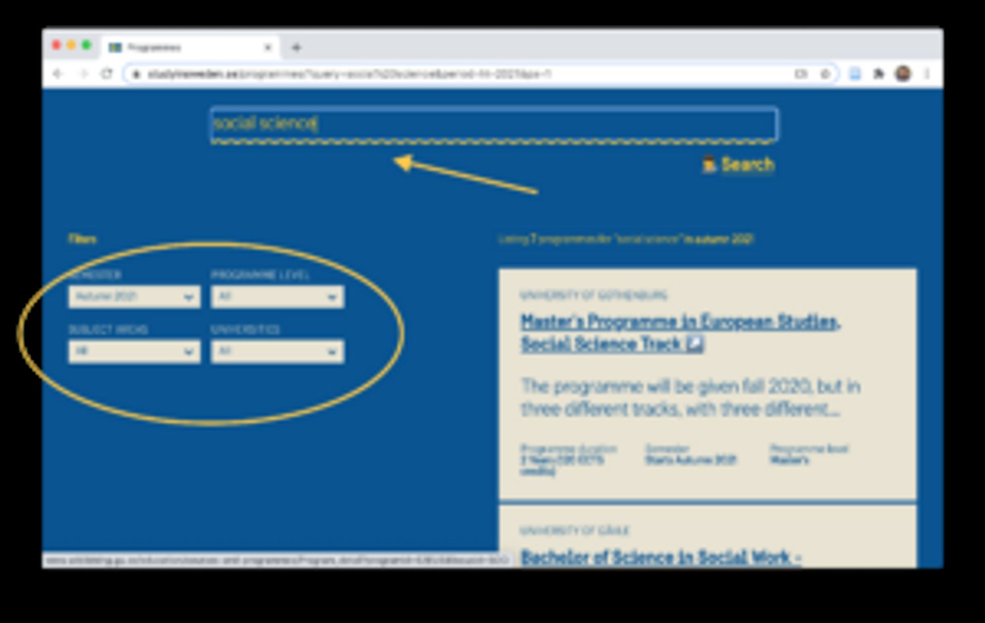 The Study in Sweden programme database.