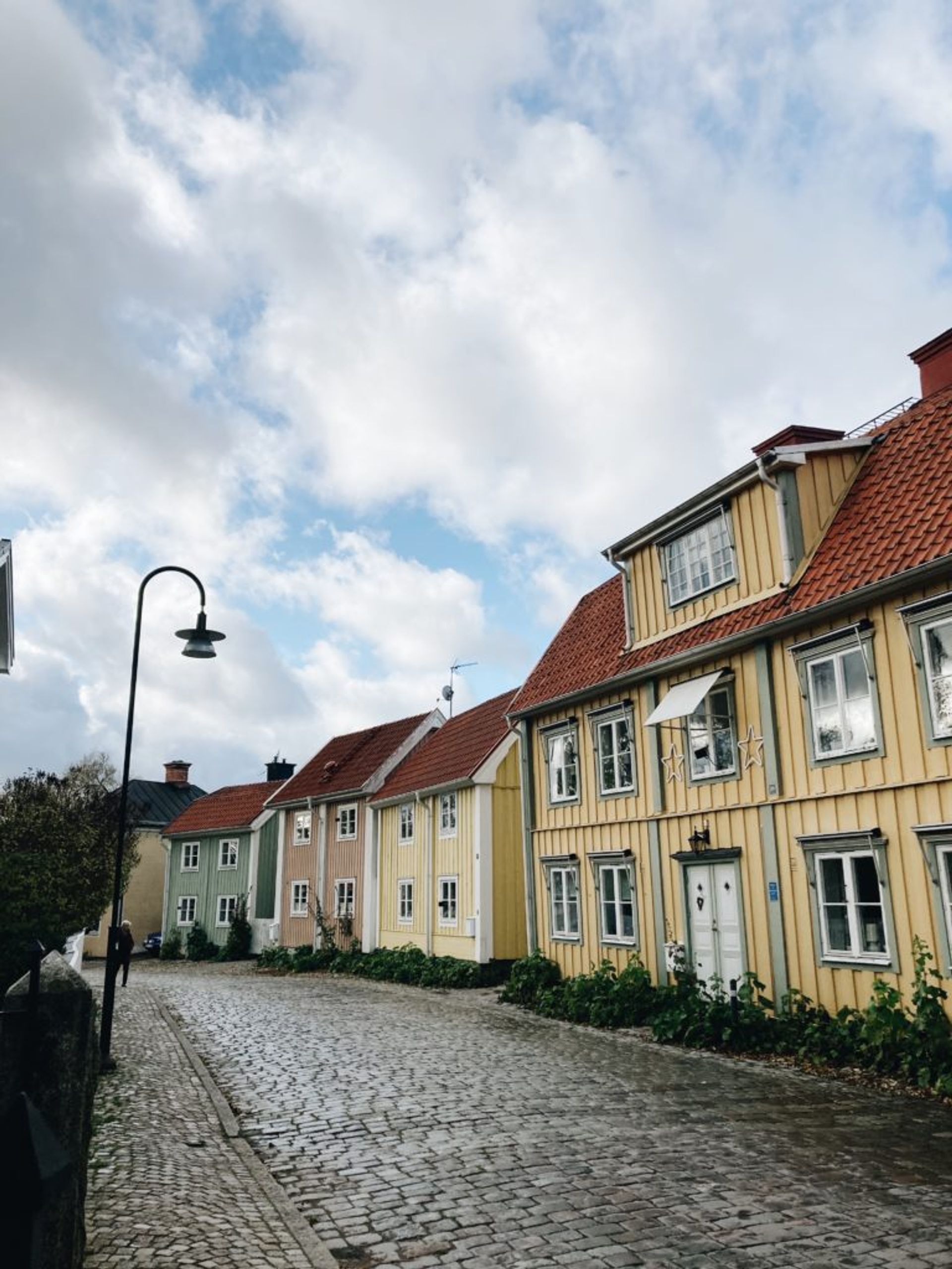 a street with small colourful houses