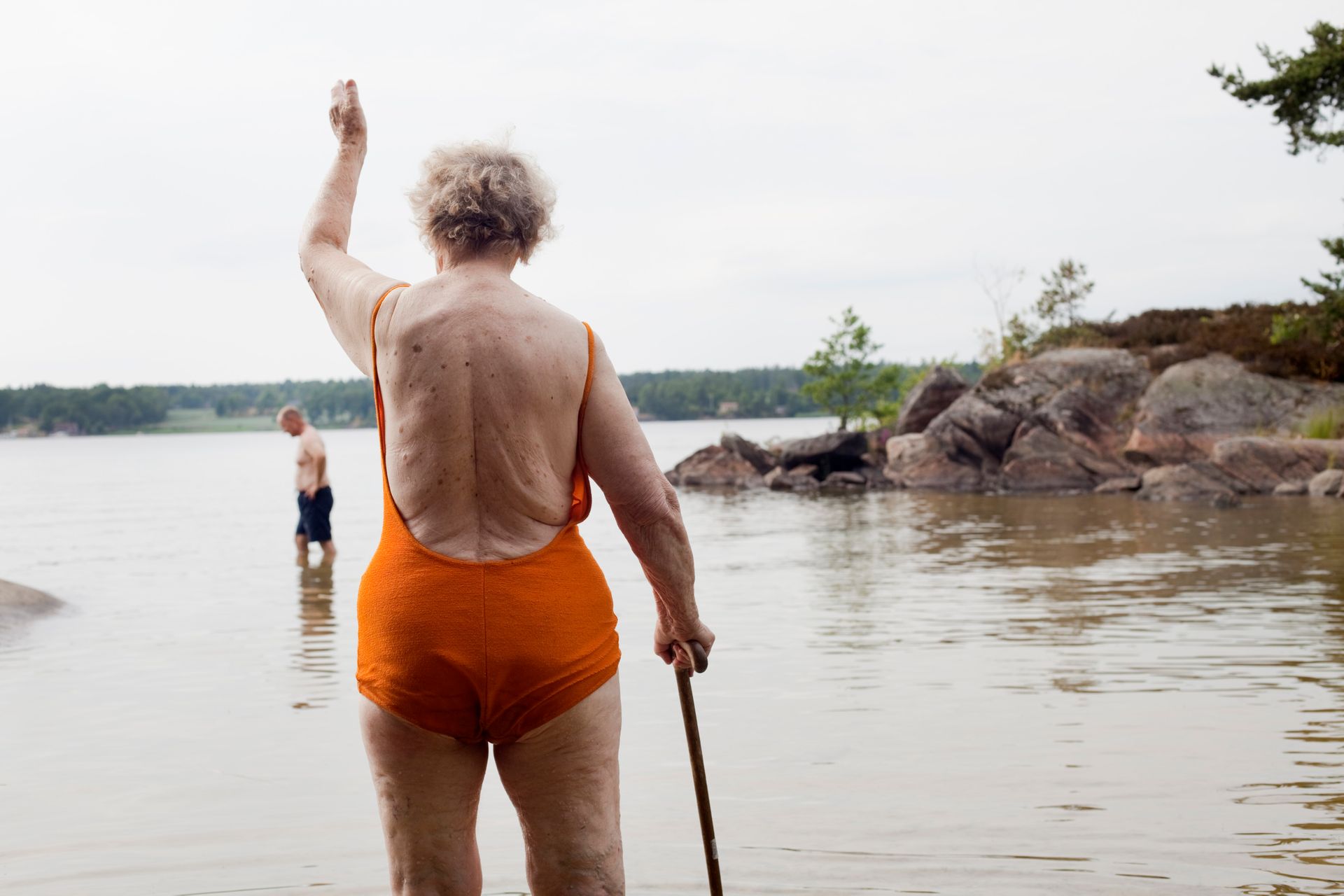 Senior citizens in a lake