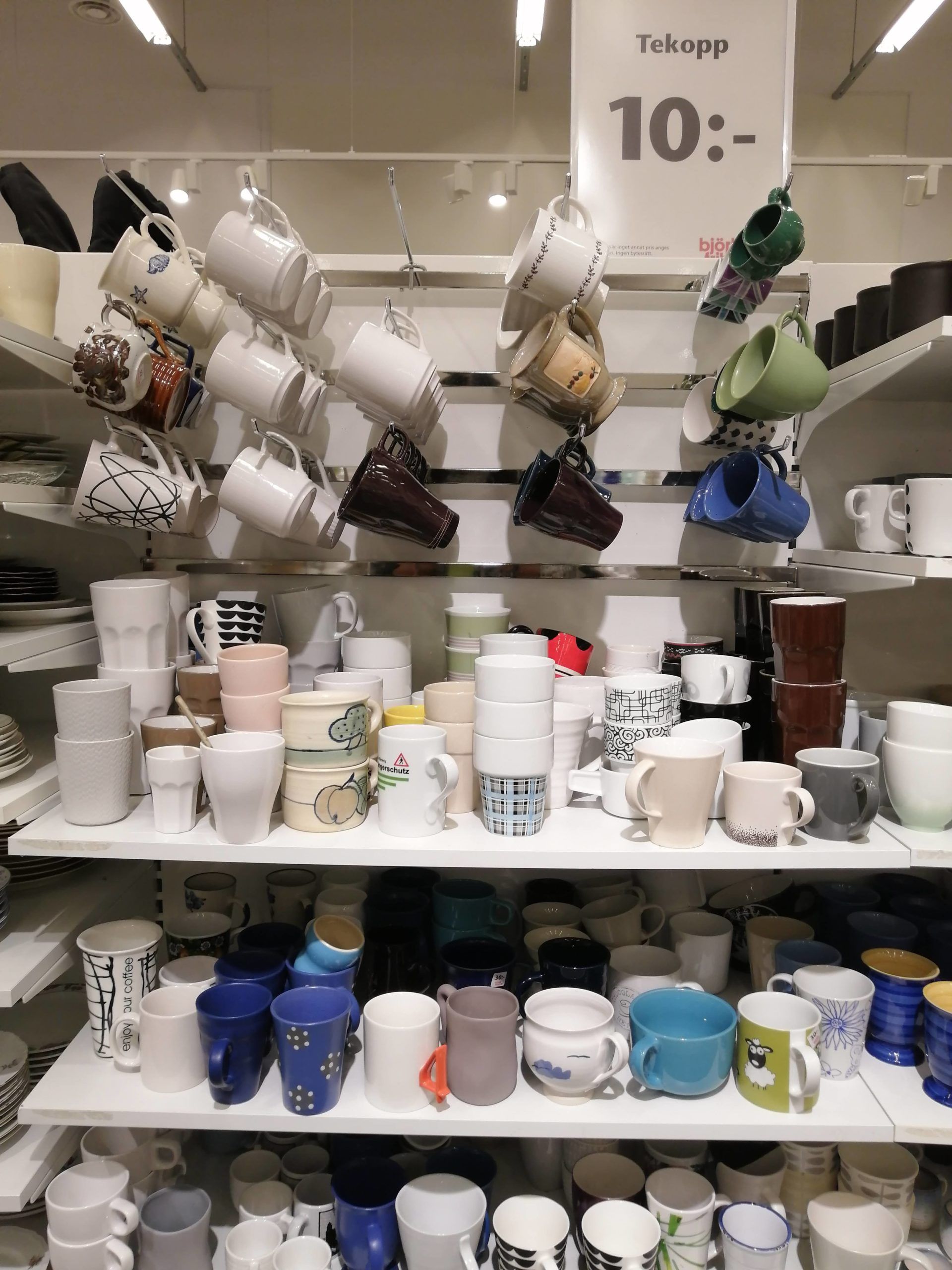 A display of mugs and teacups