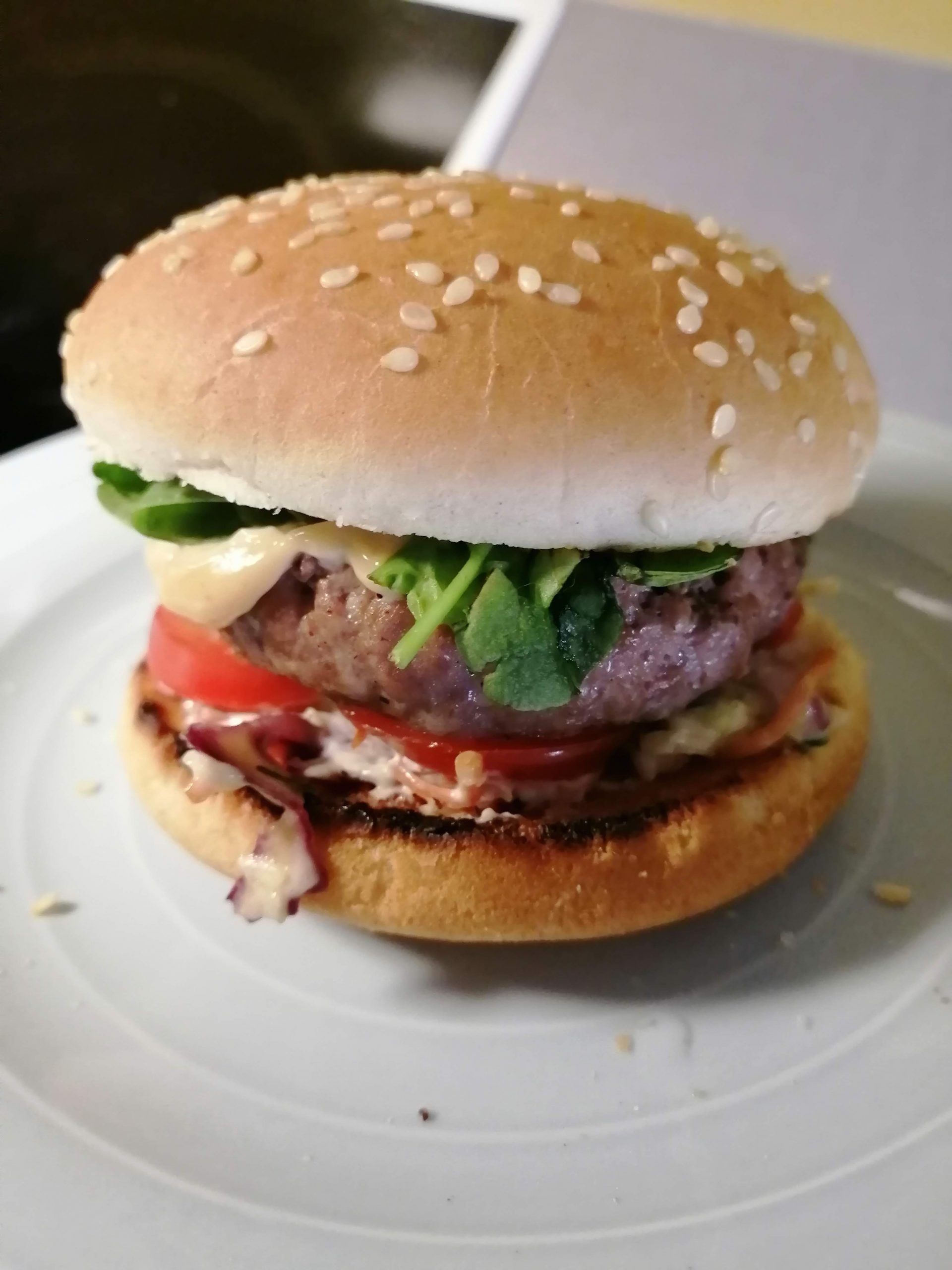 A homemade cheese burger