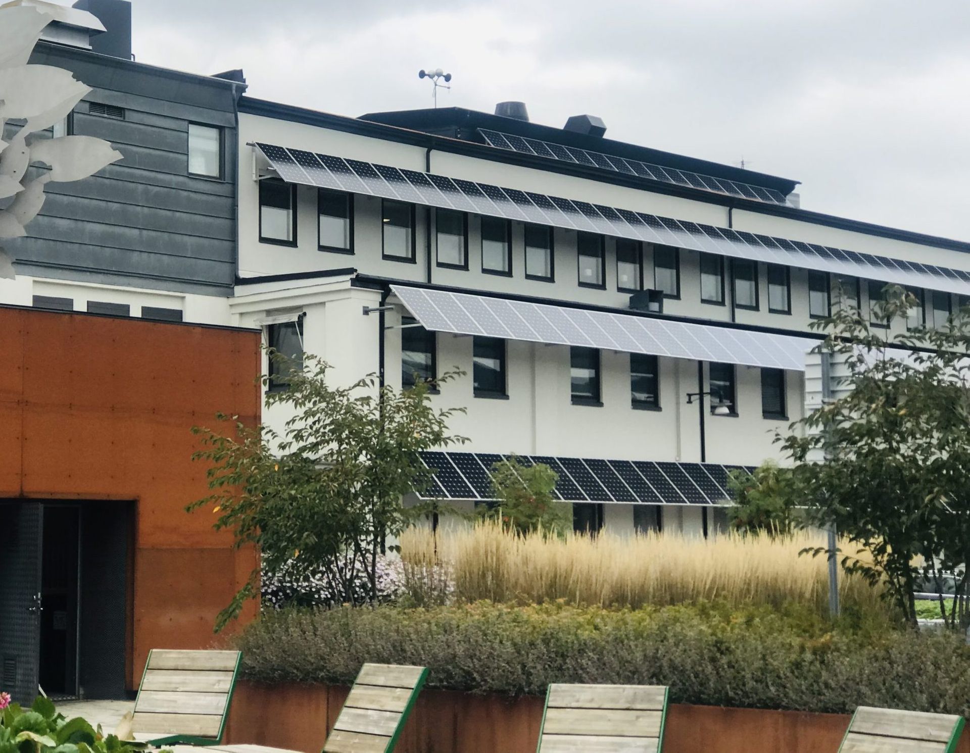 Solar panels mounted on a building