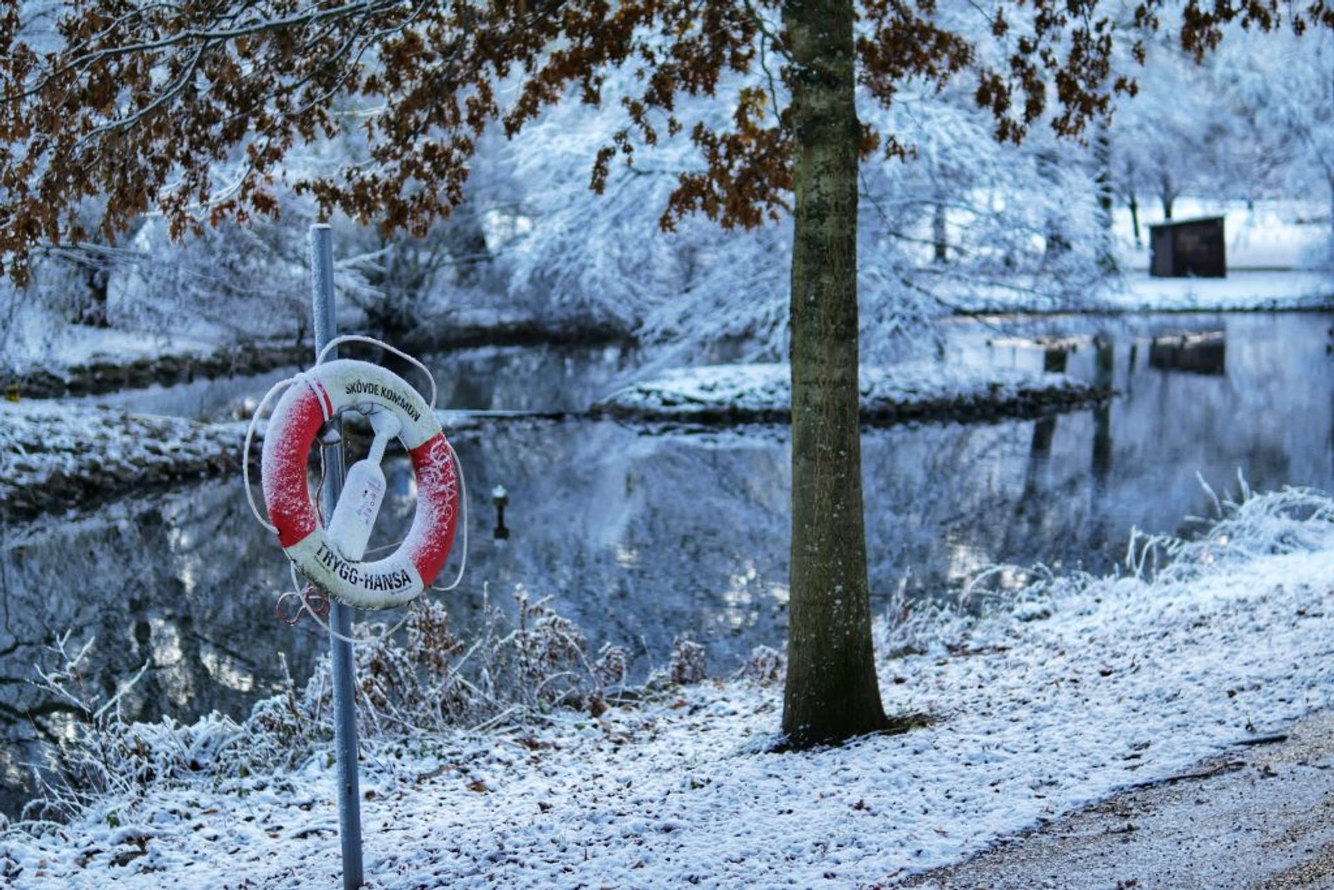 Lake in a park in Skövde.