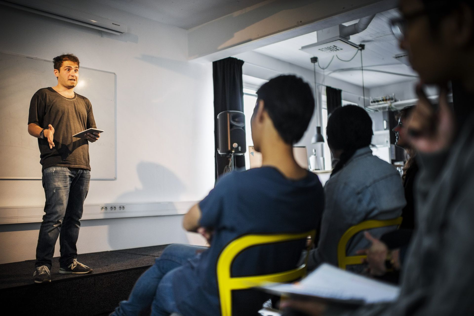 Man telling a story to an audience