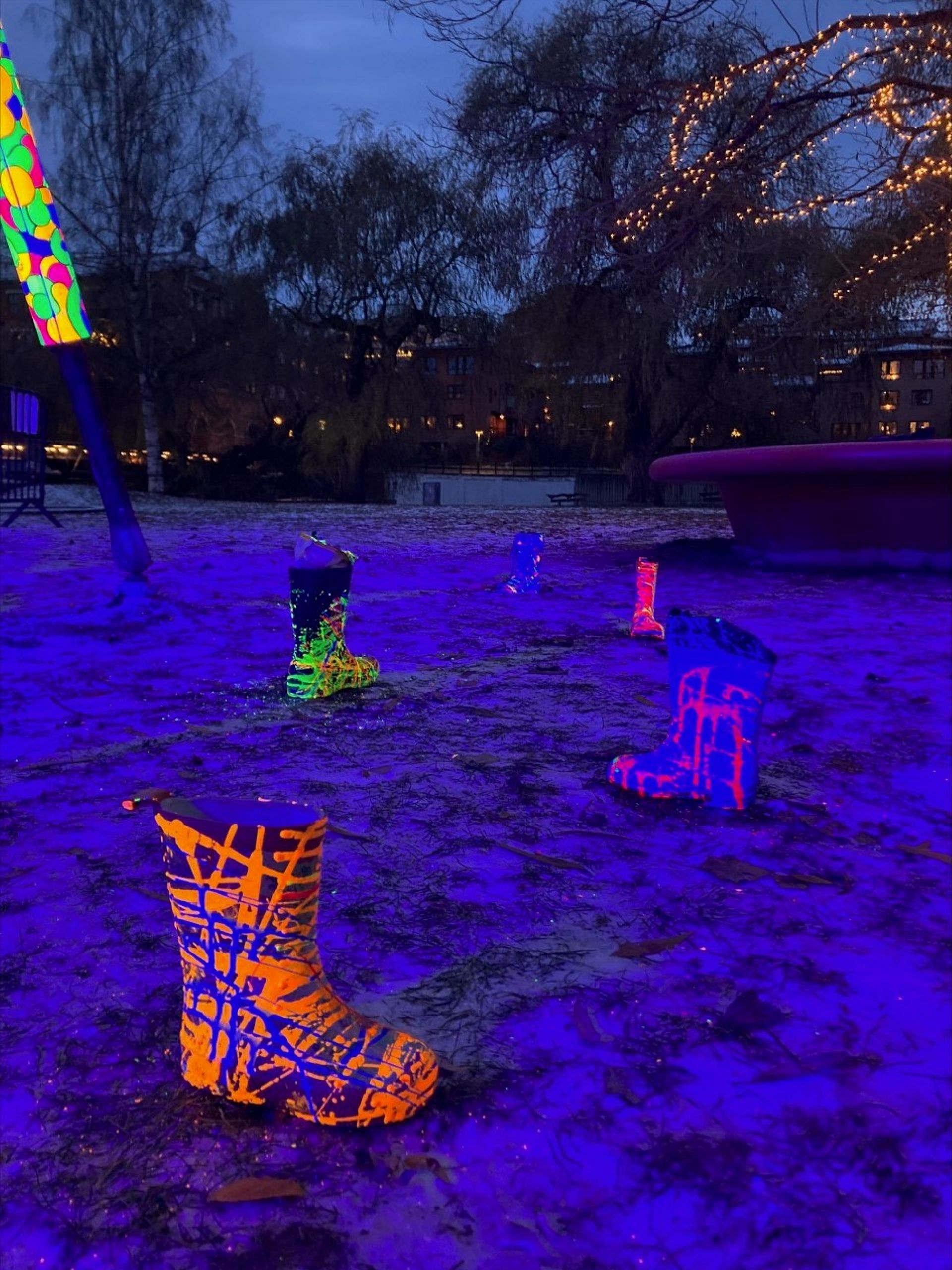 photo of neon boots on ground