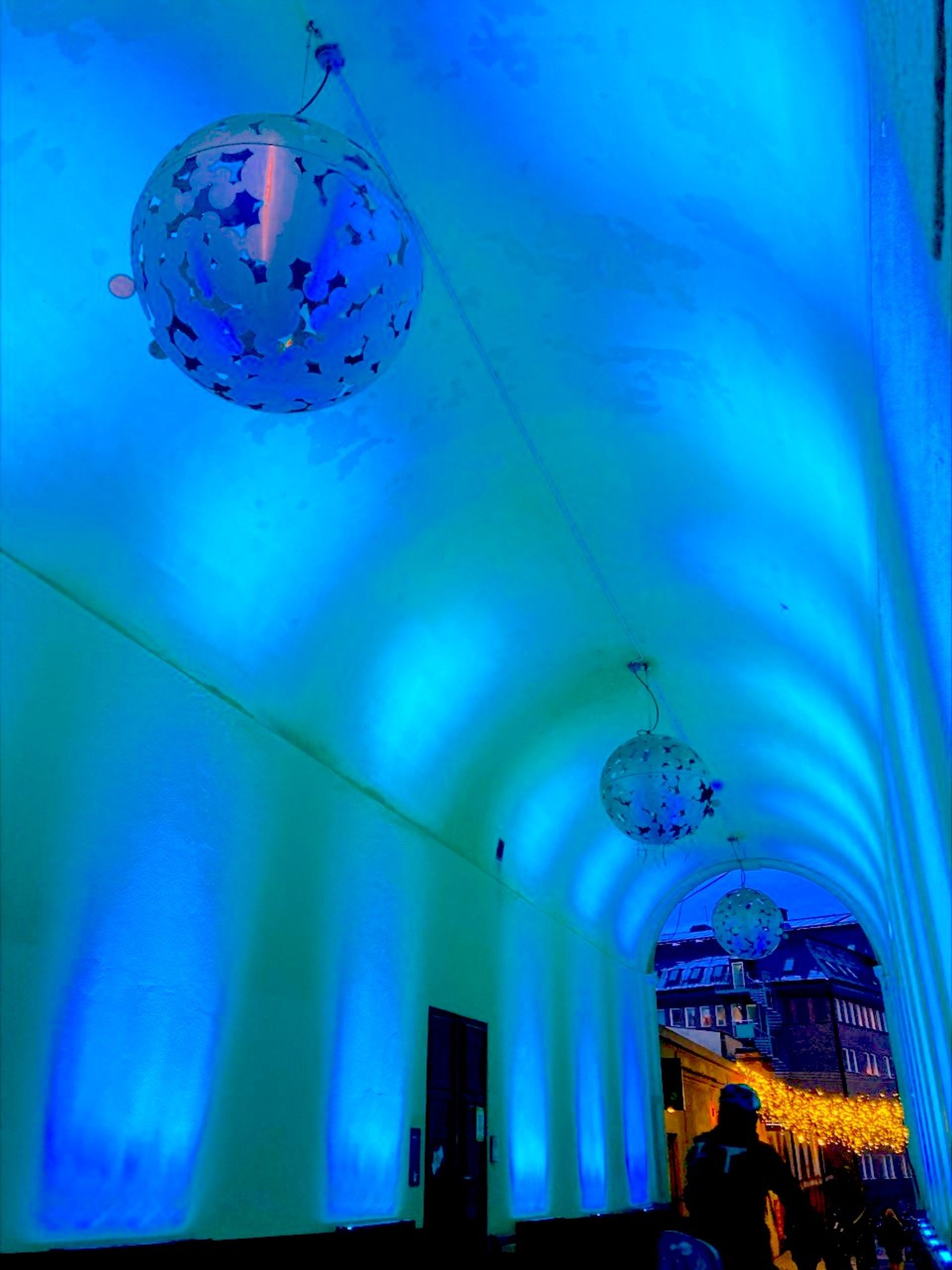 photo of blue light hallway