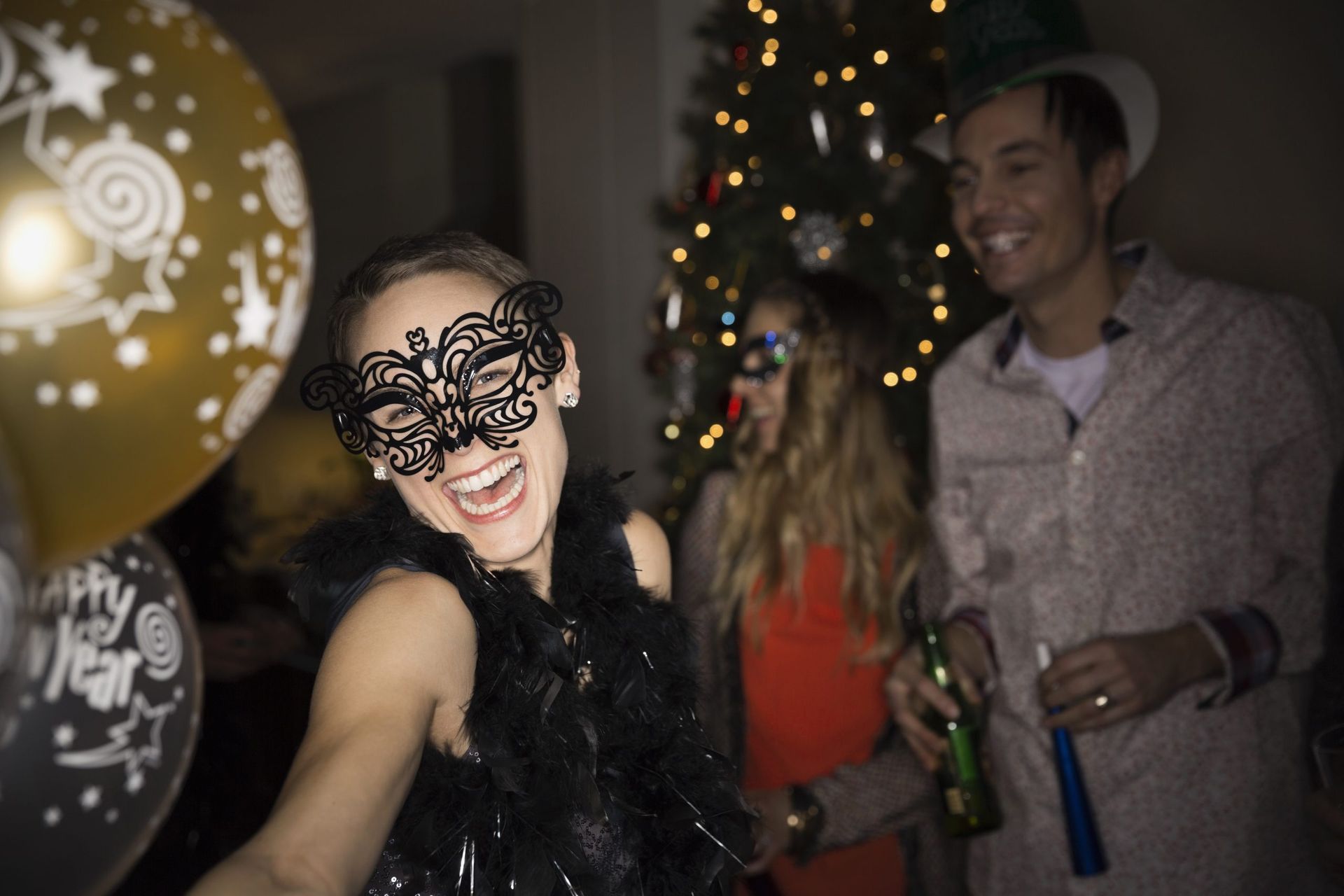 Three students at a party