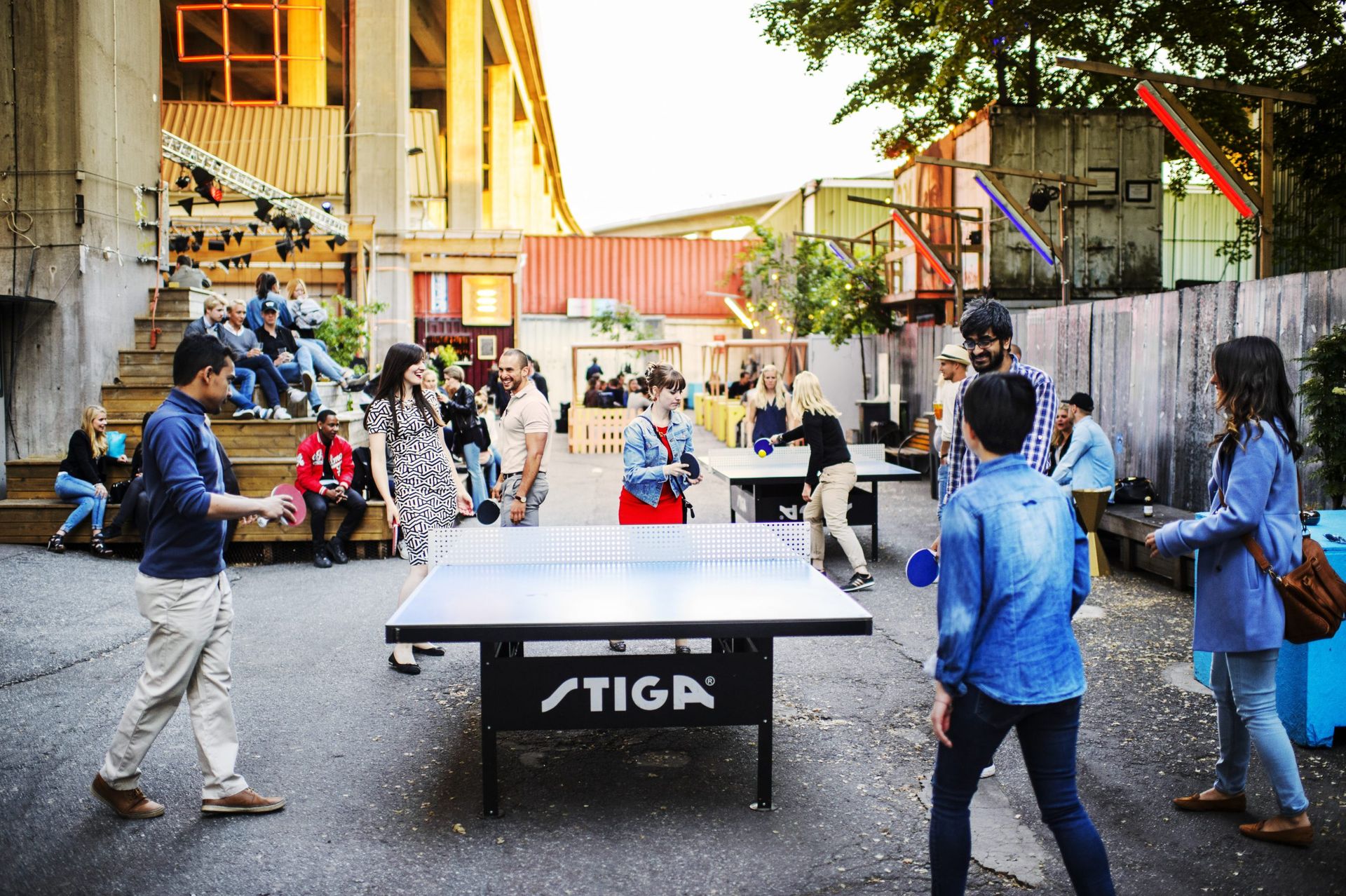 Students playing table tennis