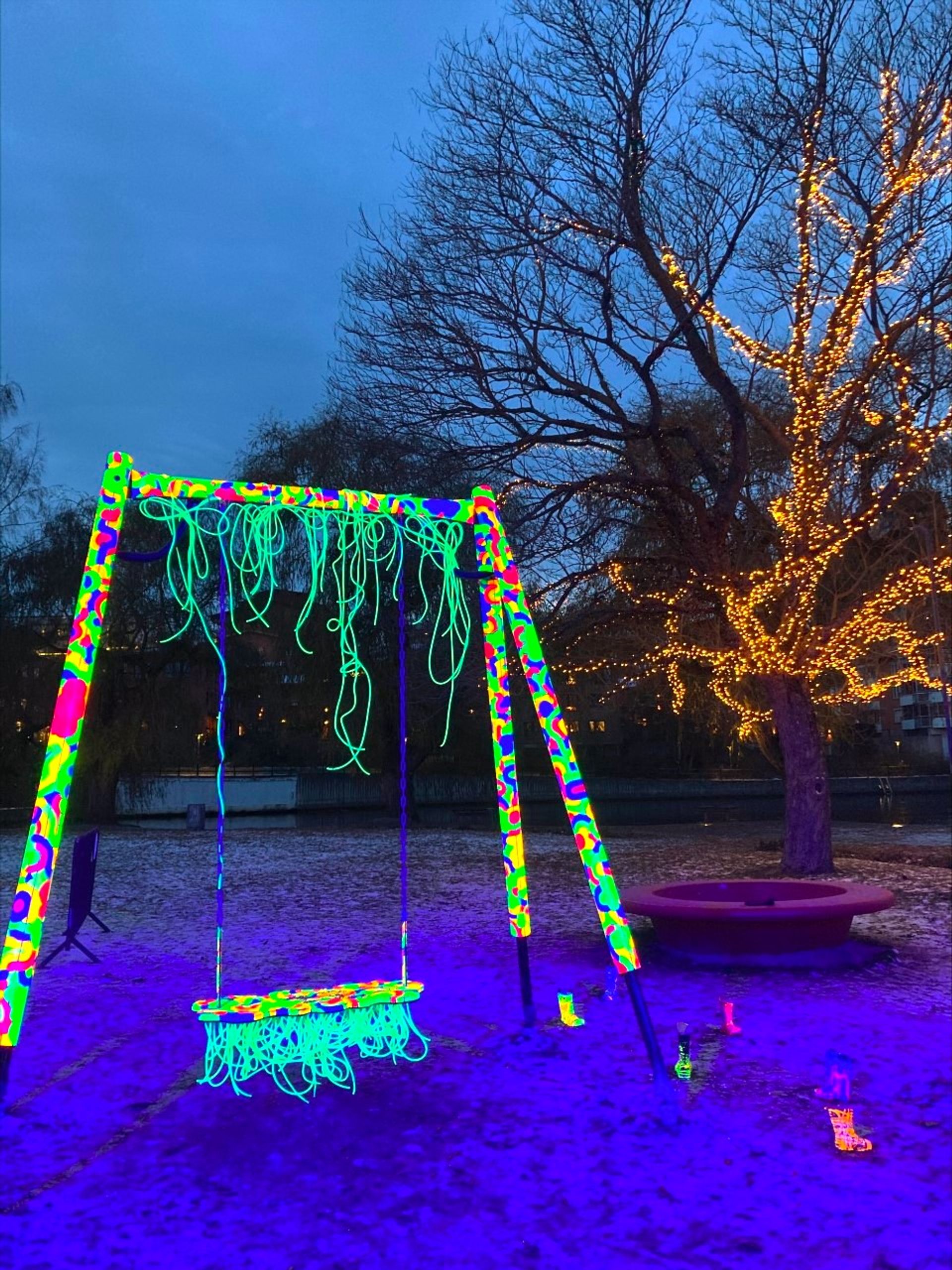 photo of neon swing