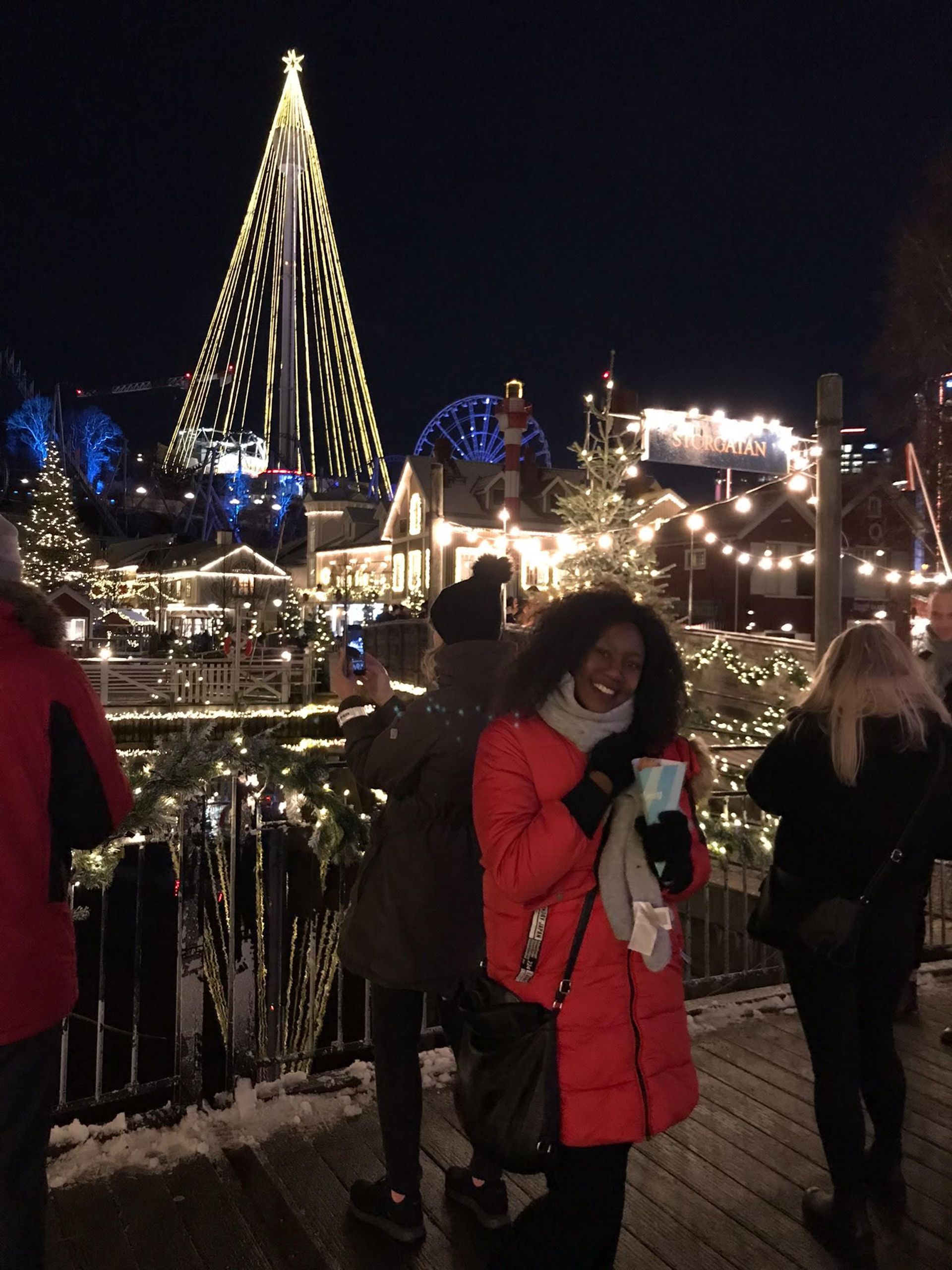 Student at Liseberg Park during Christmas season