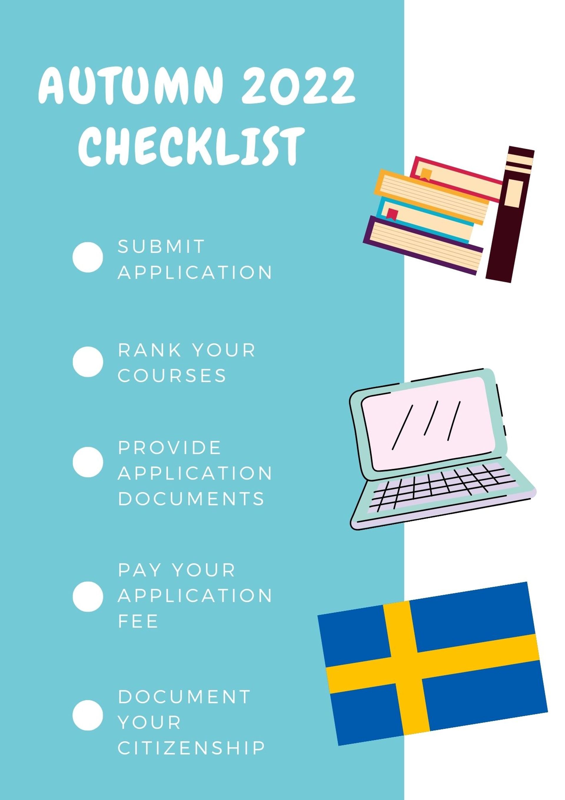 checklist of university admissions