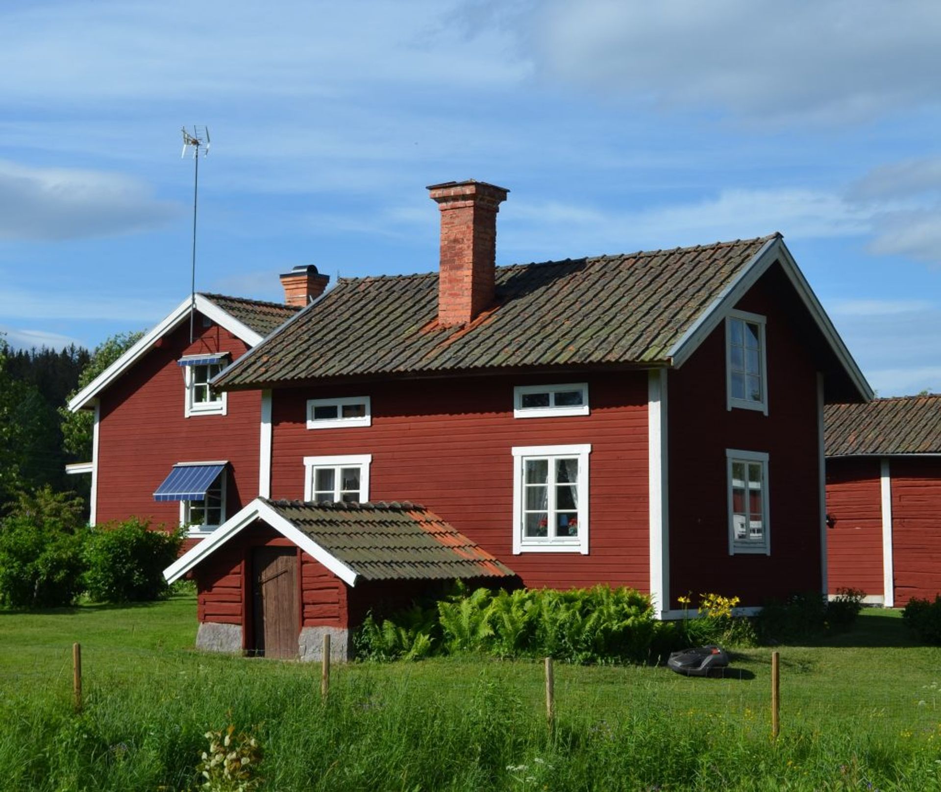Traditional red wooden houses. 