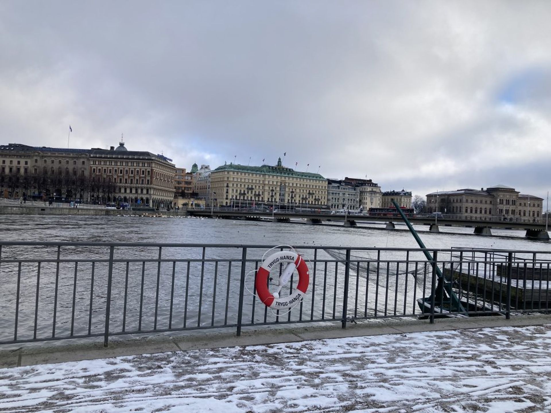 A view on the city from a bridge. 