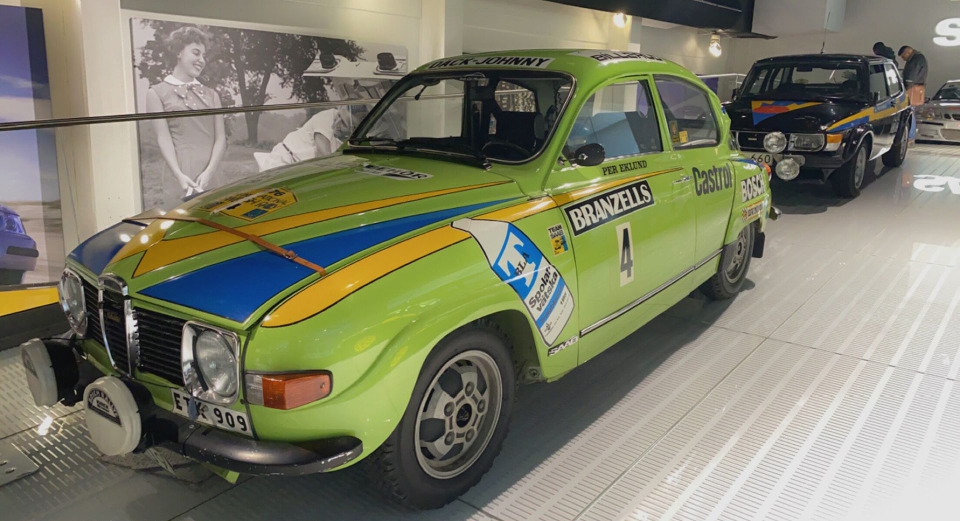 A race car on display at SAAB car museum