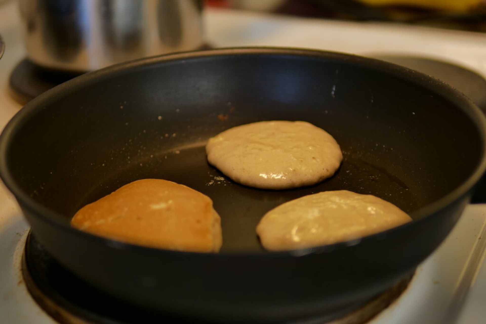 Pancakes on a pan. 
