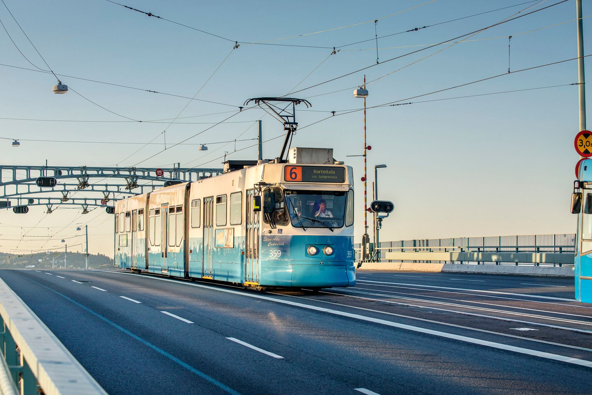 Gothenburg tram at sunset