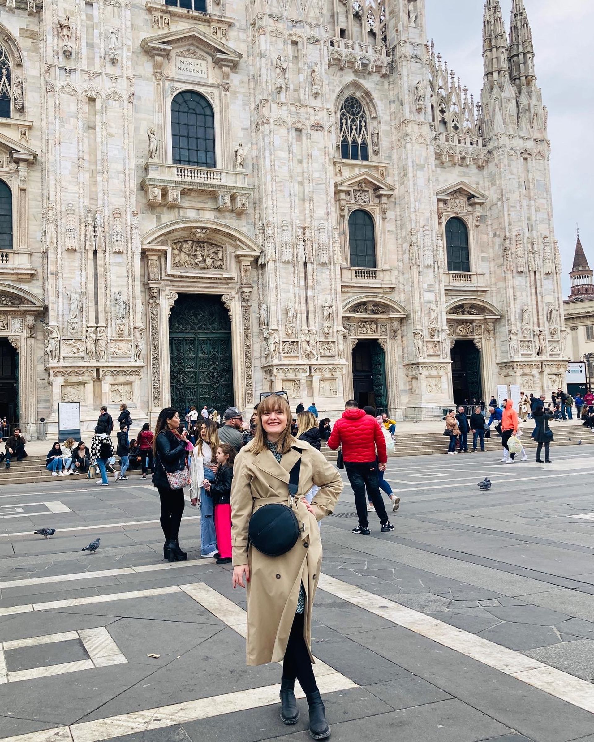 picture of girl in front of church