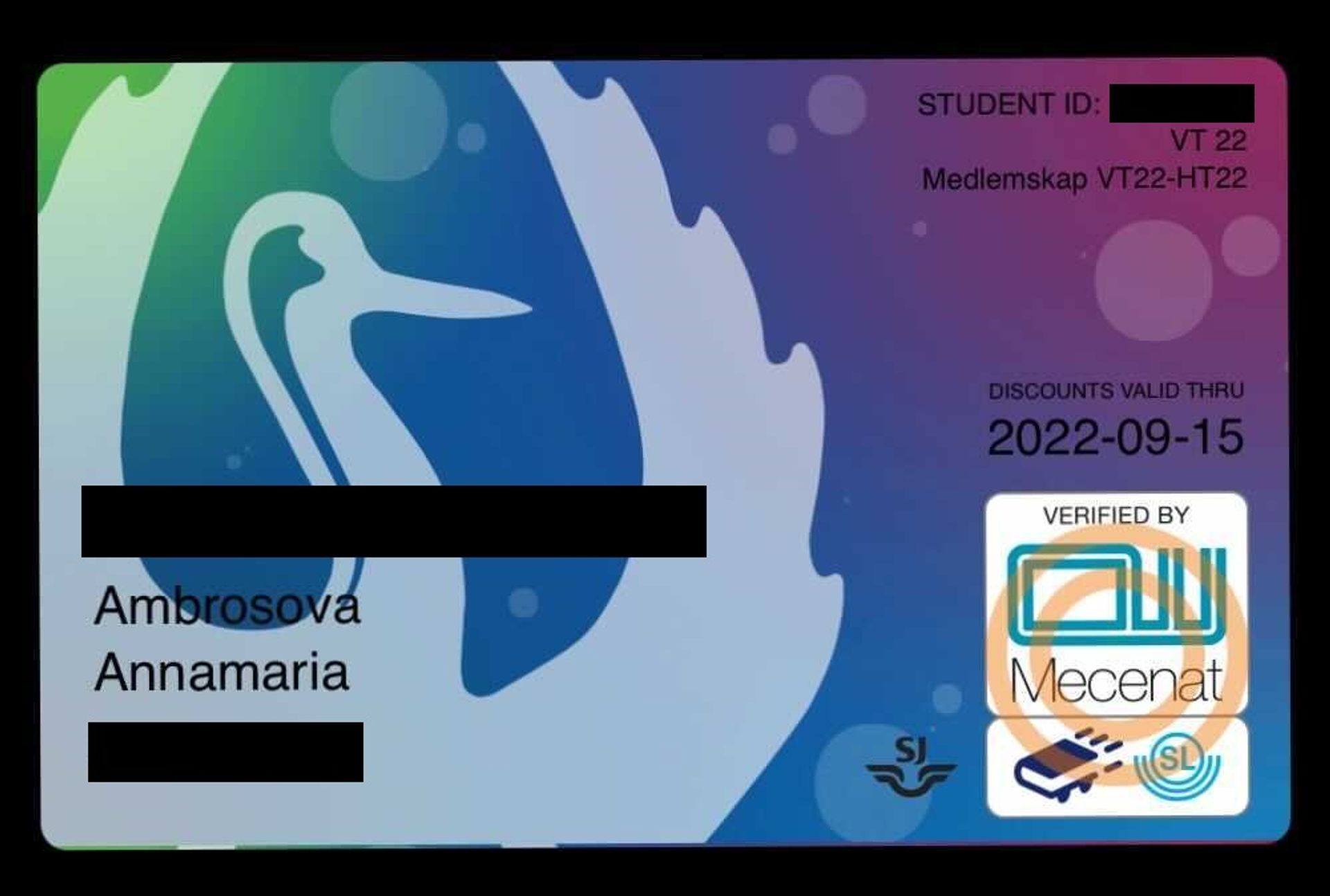 A screenshot of the digital card. 