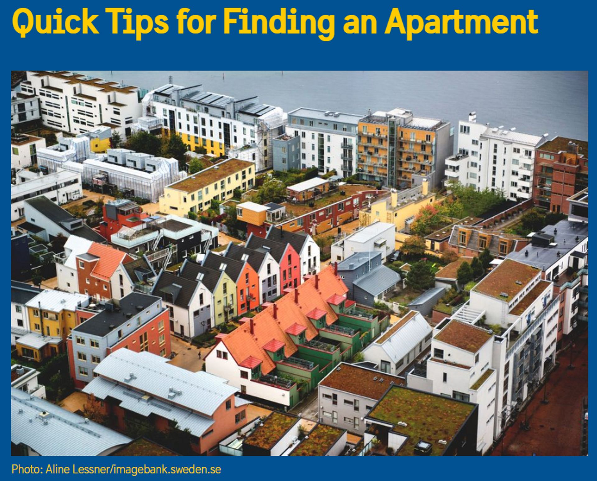 A screenshot of a blog post titled: 'Quick Tips for Finding an Apartment'. 