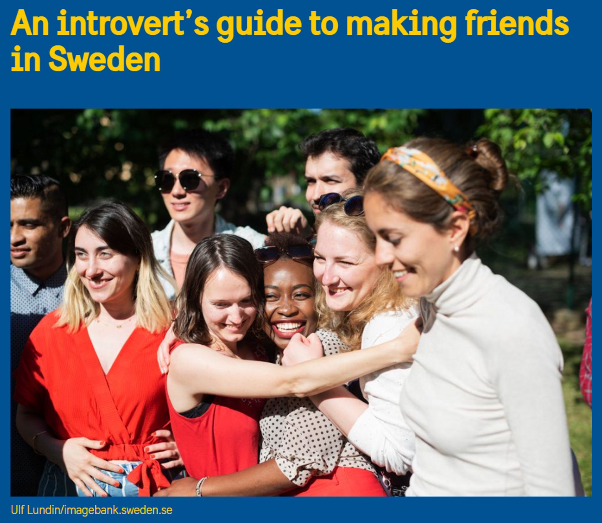 Screenshot of the blog post title with a featured image of group of friends hugging. 