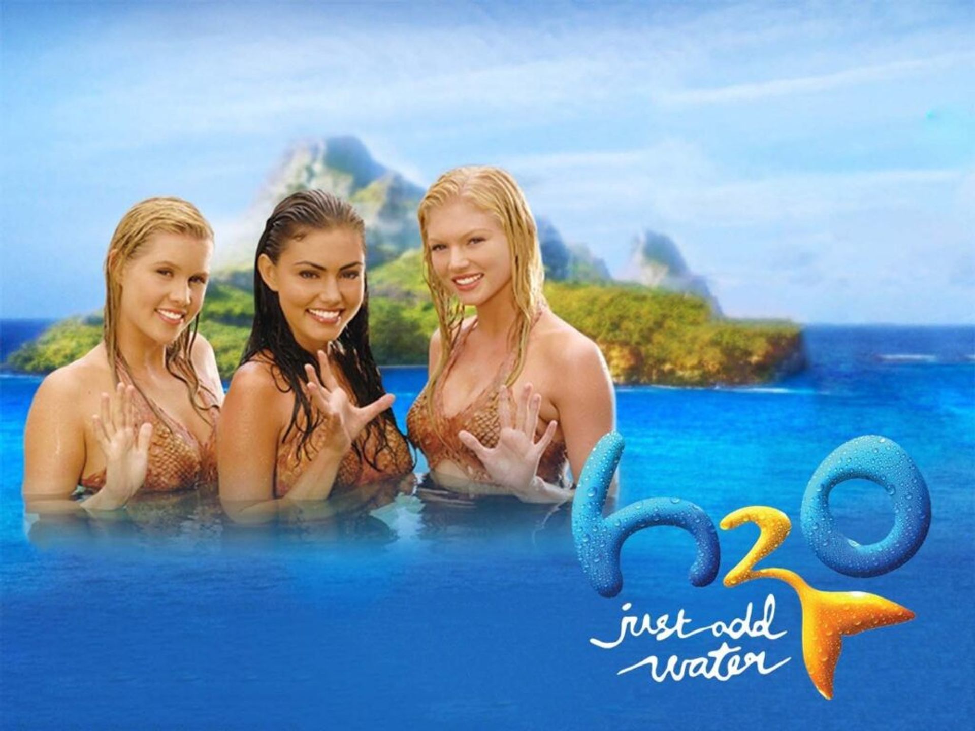 The cover photo of the TV show 'H2O', featuring three mermaids.