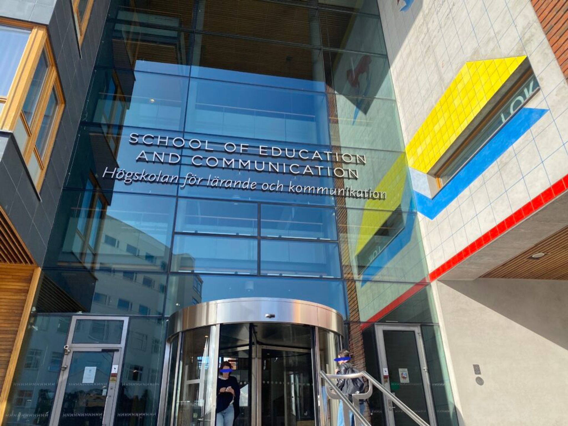 The entrance to the School of Education and Communication building at Jönköping University.