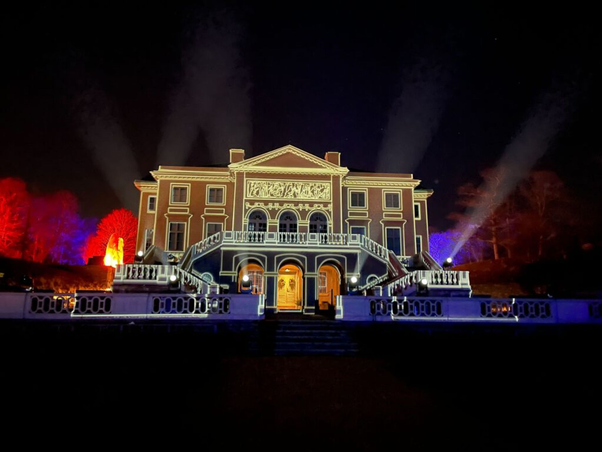 A villa with light show