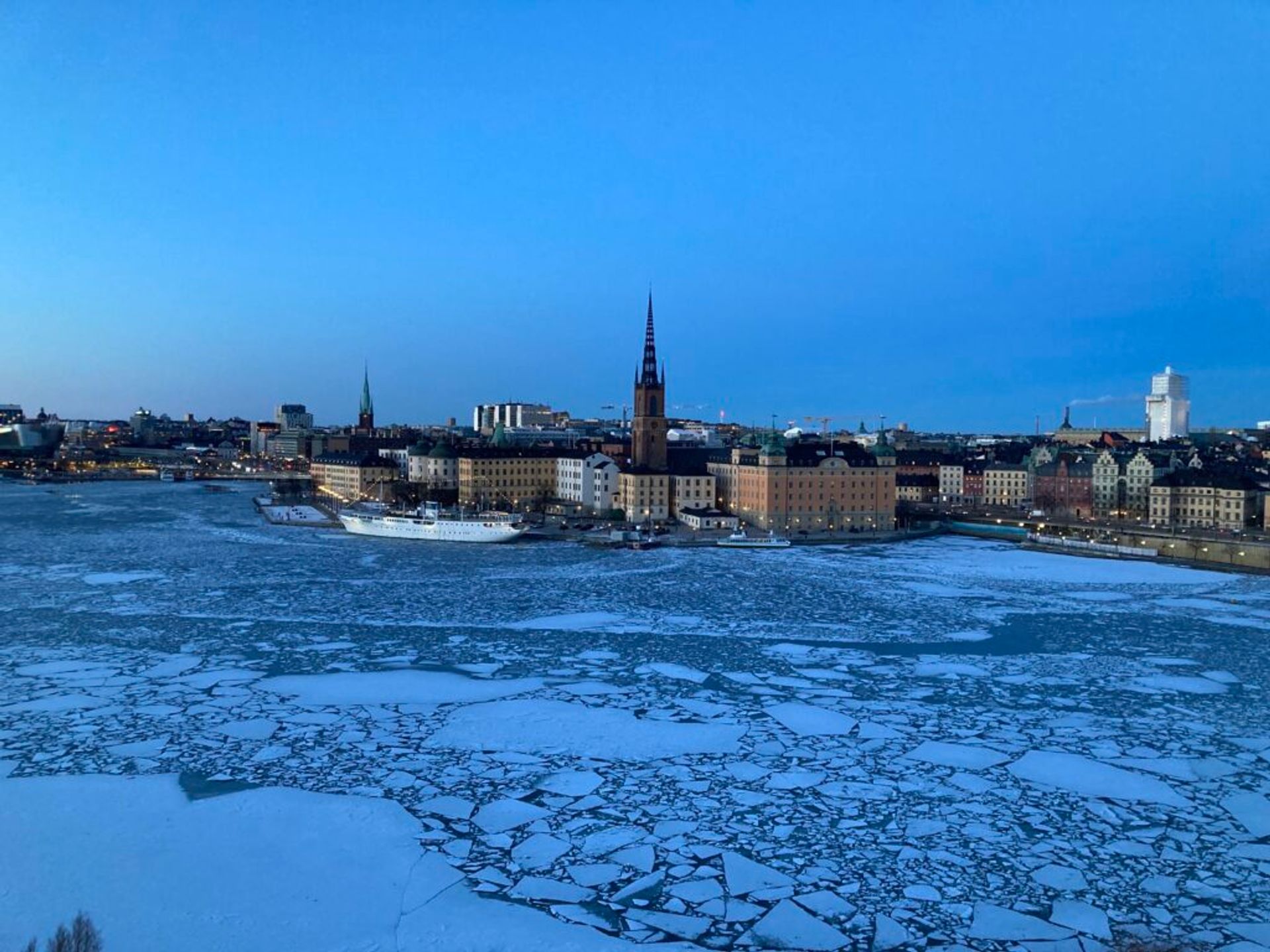 Stockholm's city landscape during winter.