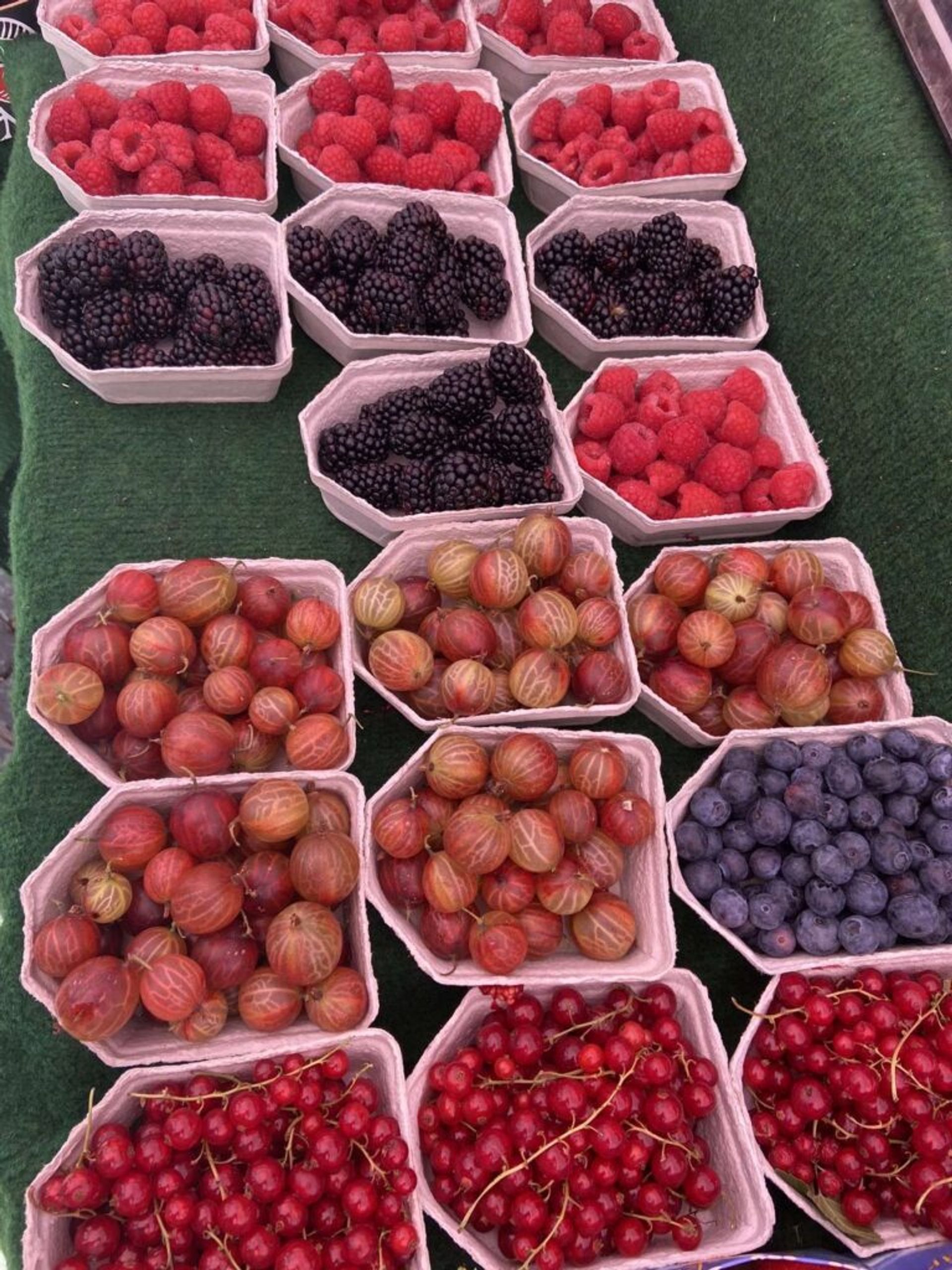 Berries in paper boxes.