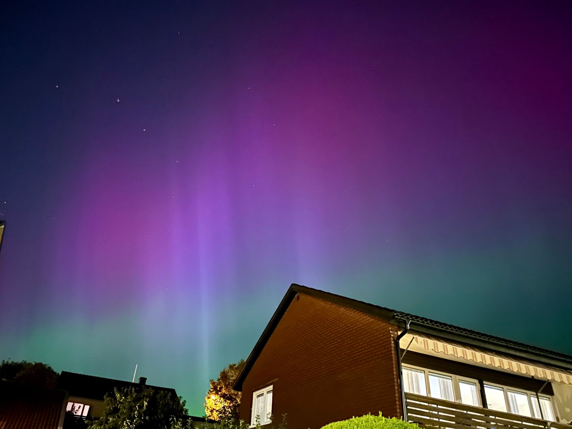 The night sky with auroras