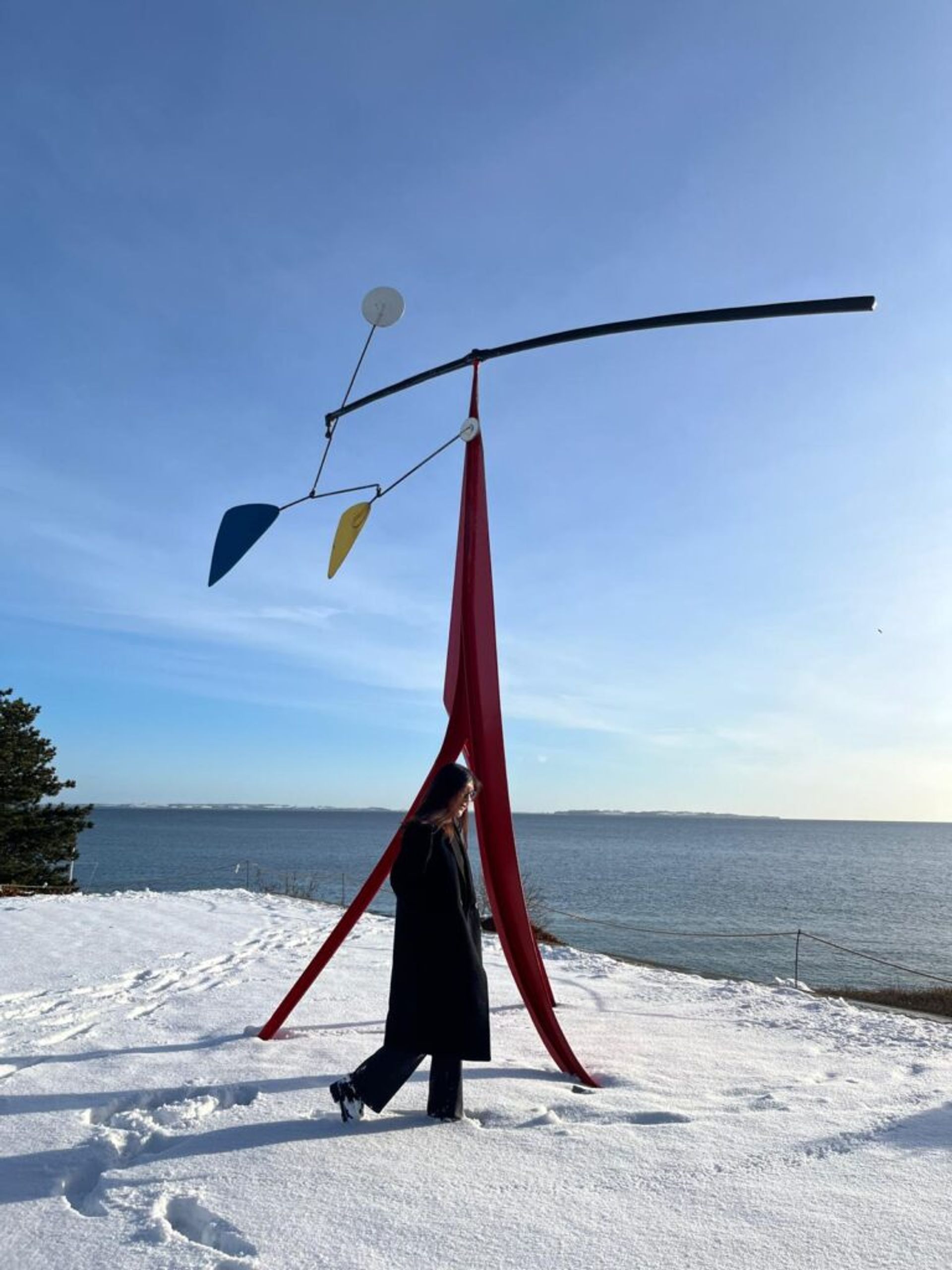 A girl walking in the snow