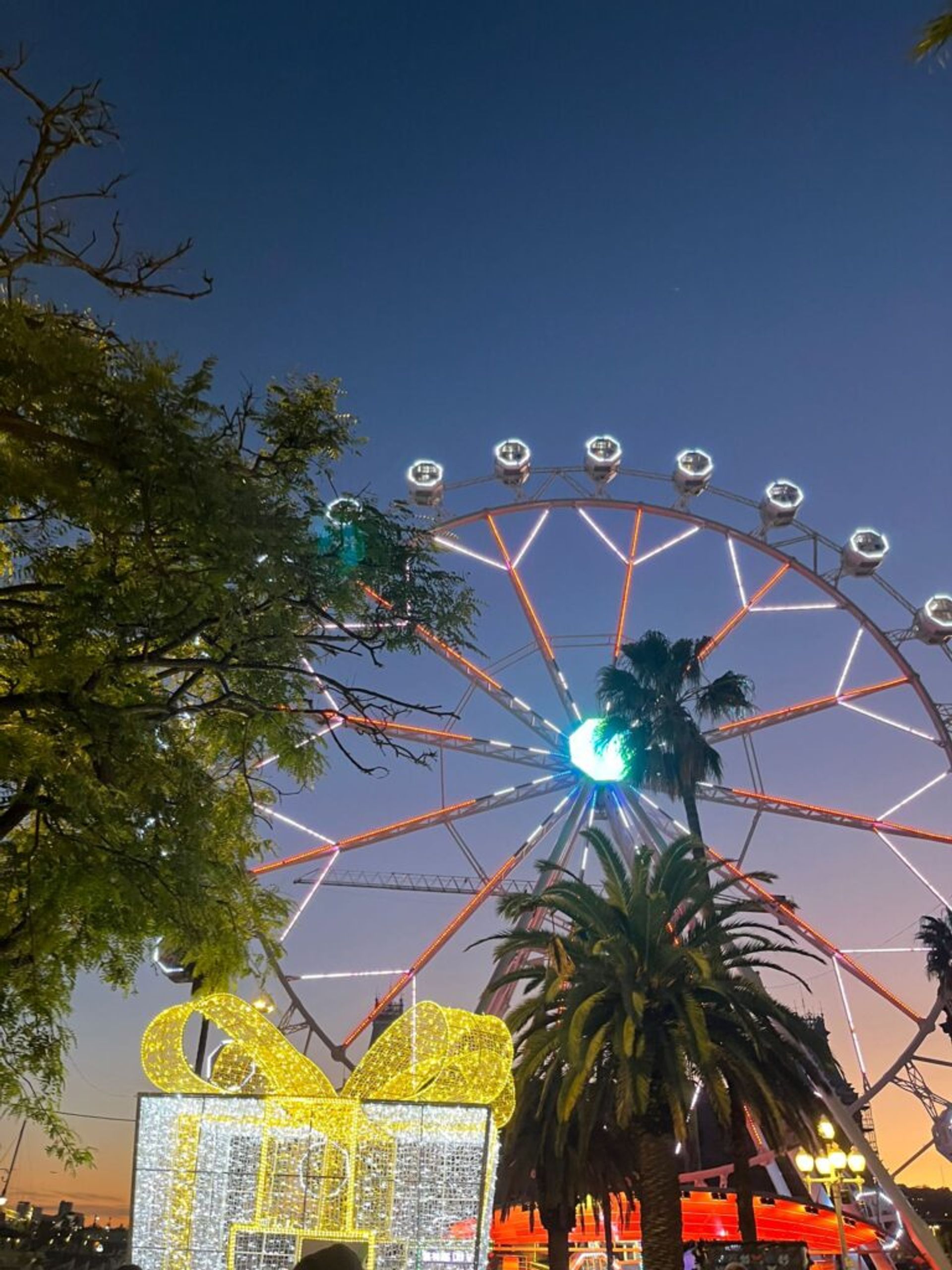 A ferris wheel in a Christmas Market