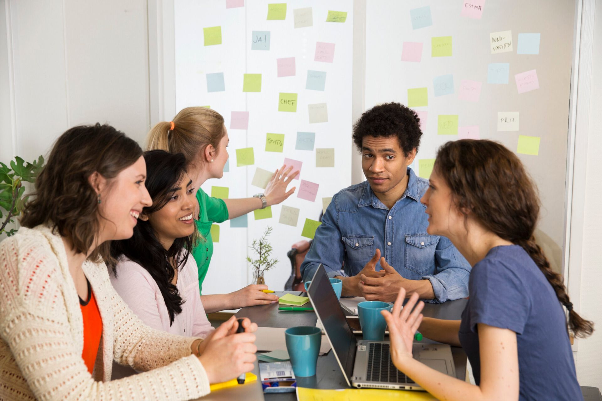 A group of students chatting together