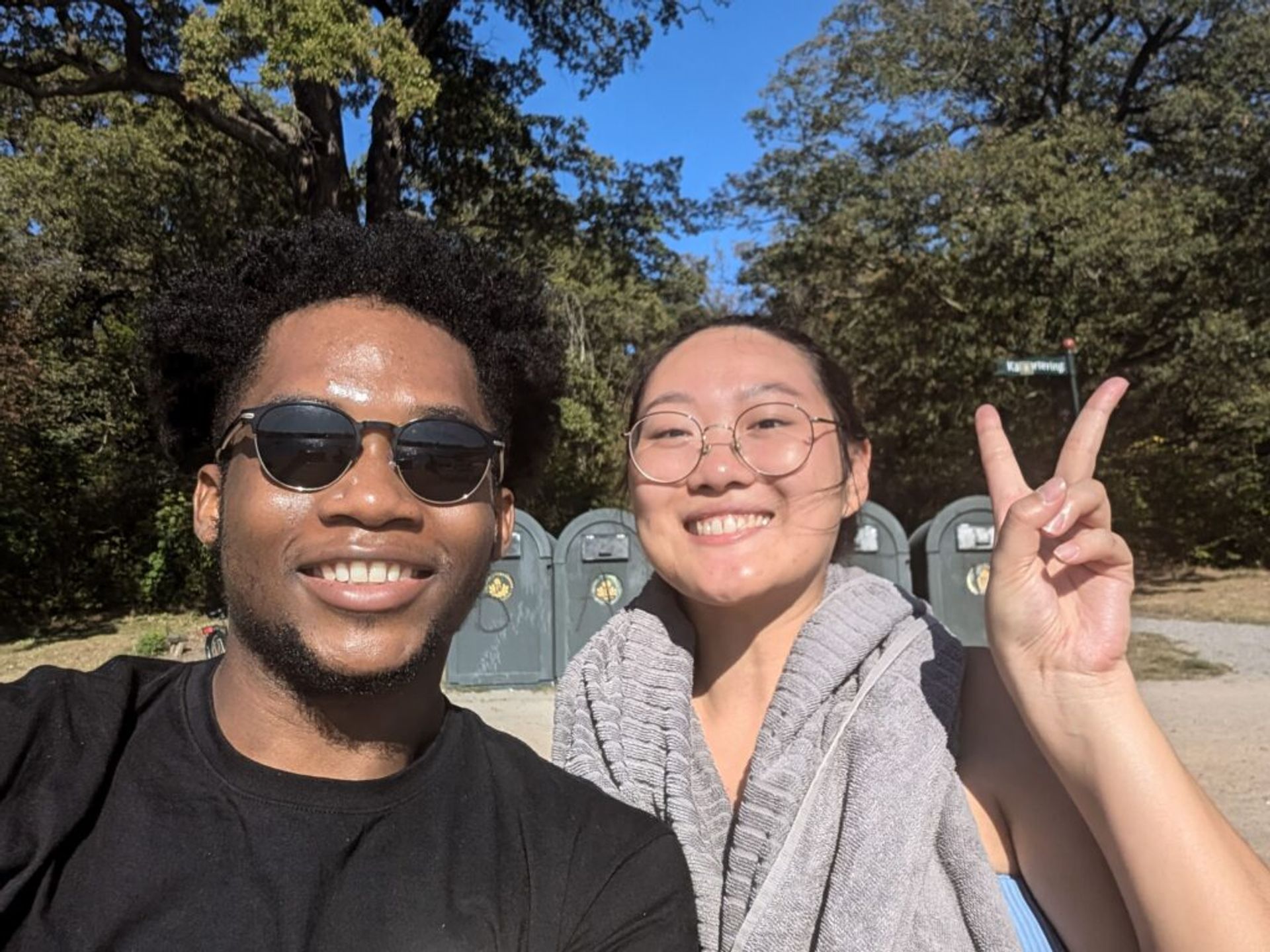 A selfie Joshua and his Jamaican friend posing in the sun.