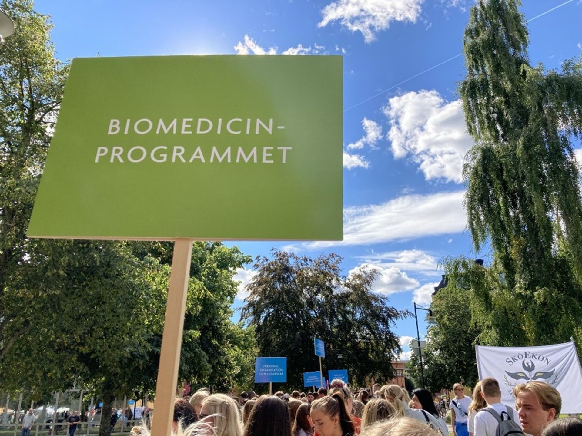 Biomedicine programme cardboard sign