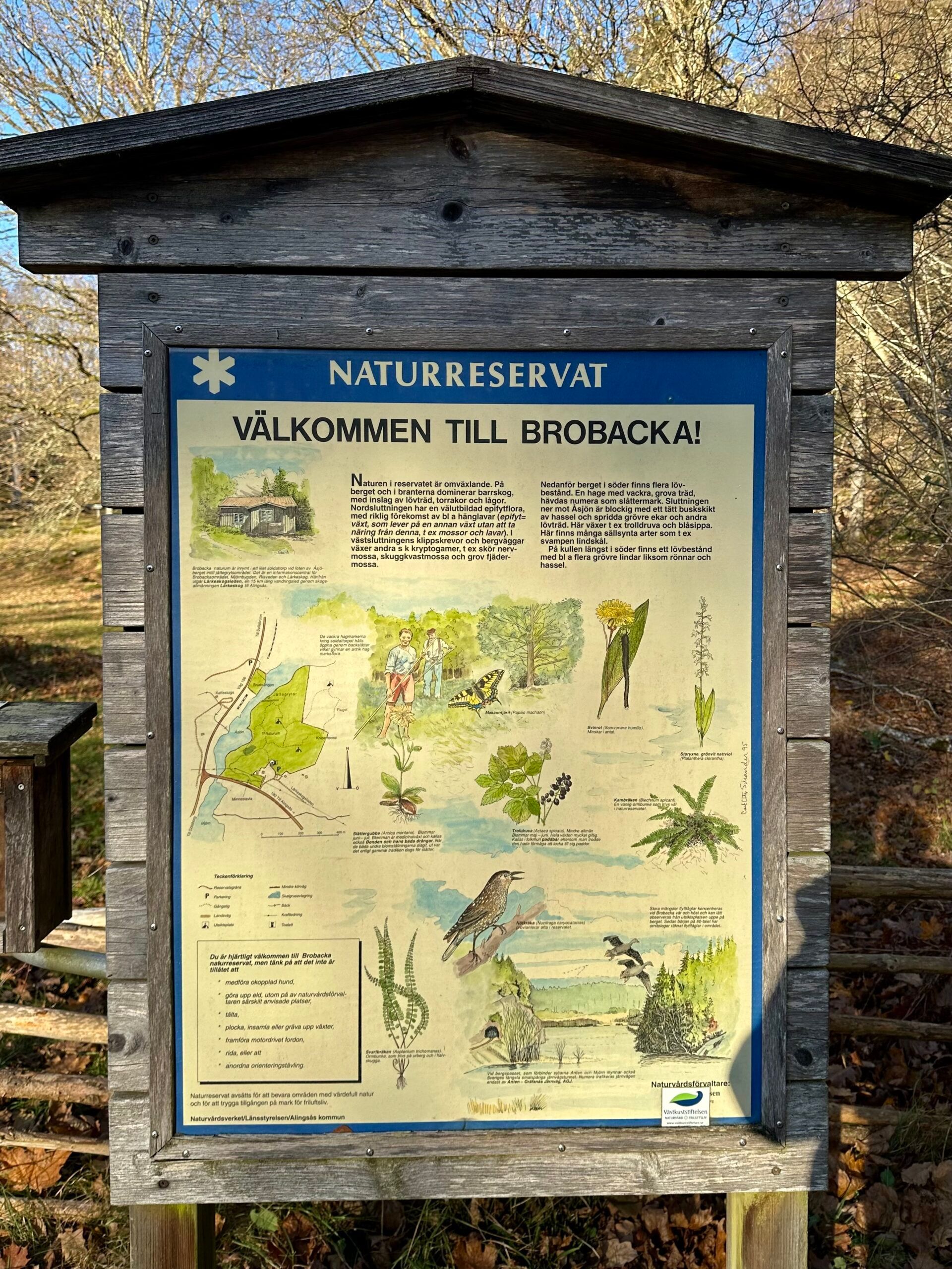 A information board in a nature reserve in Swedish