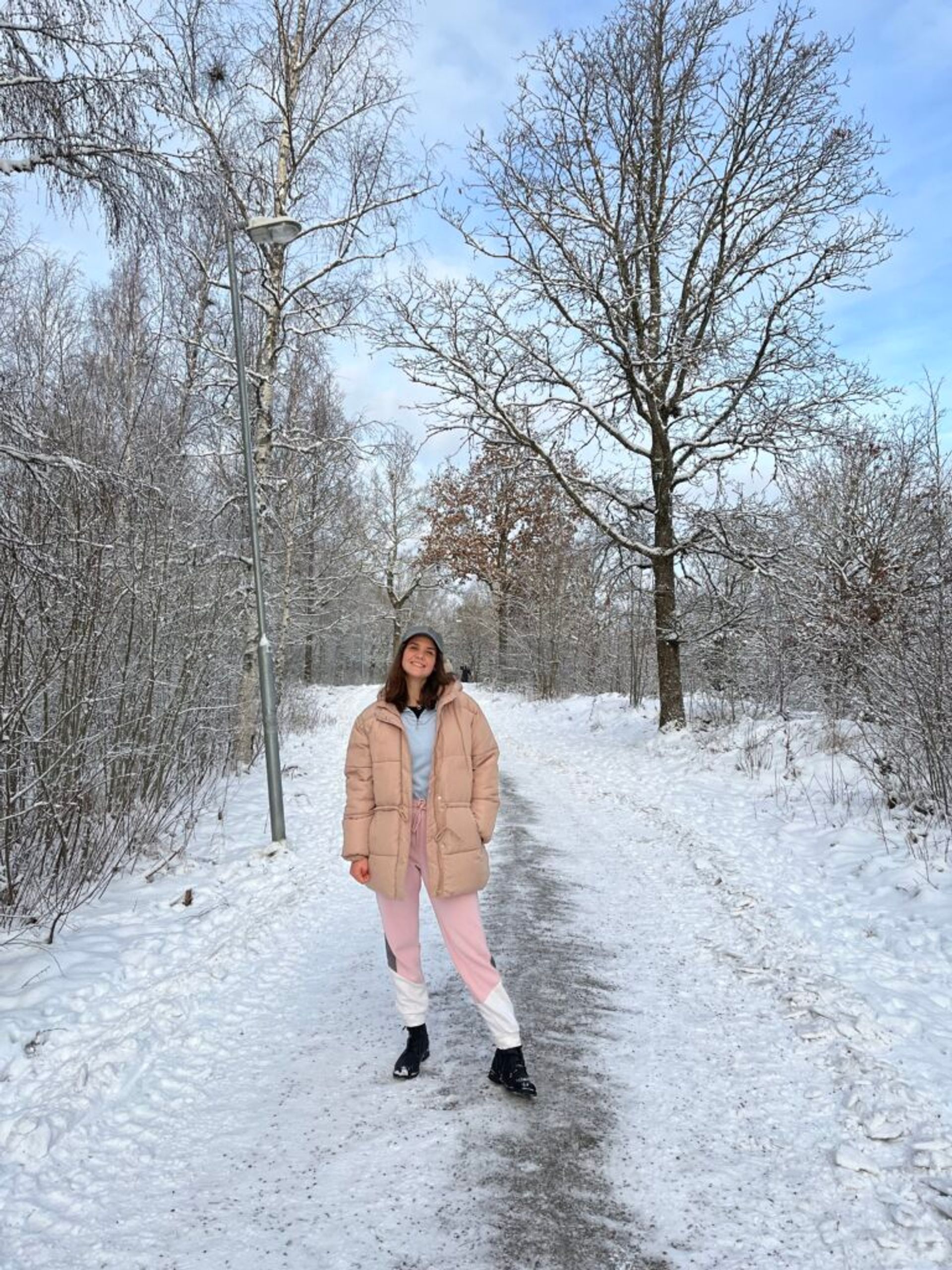 A girl in a winter forest