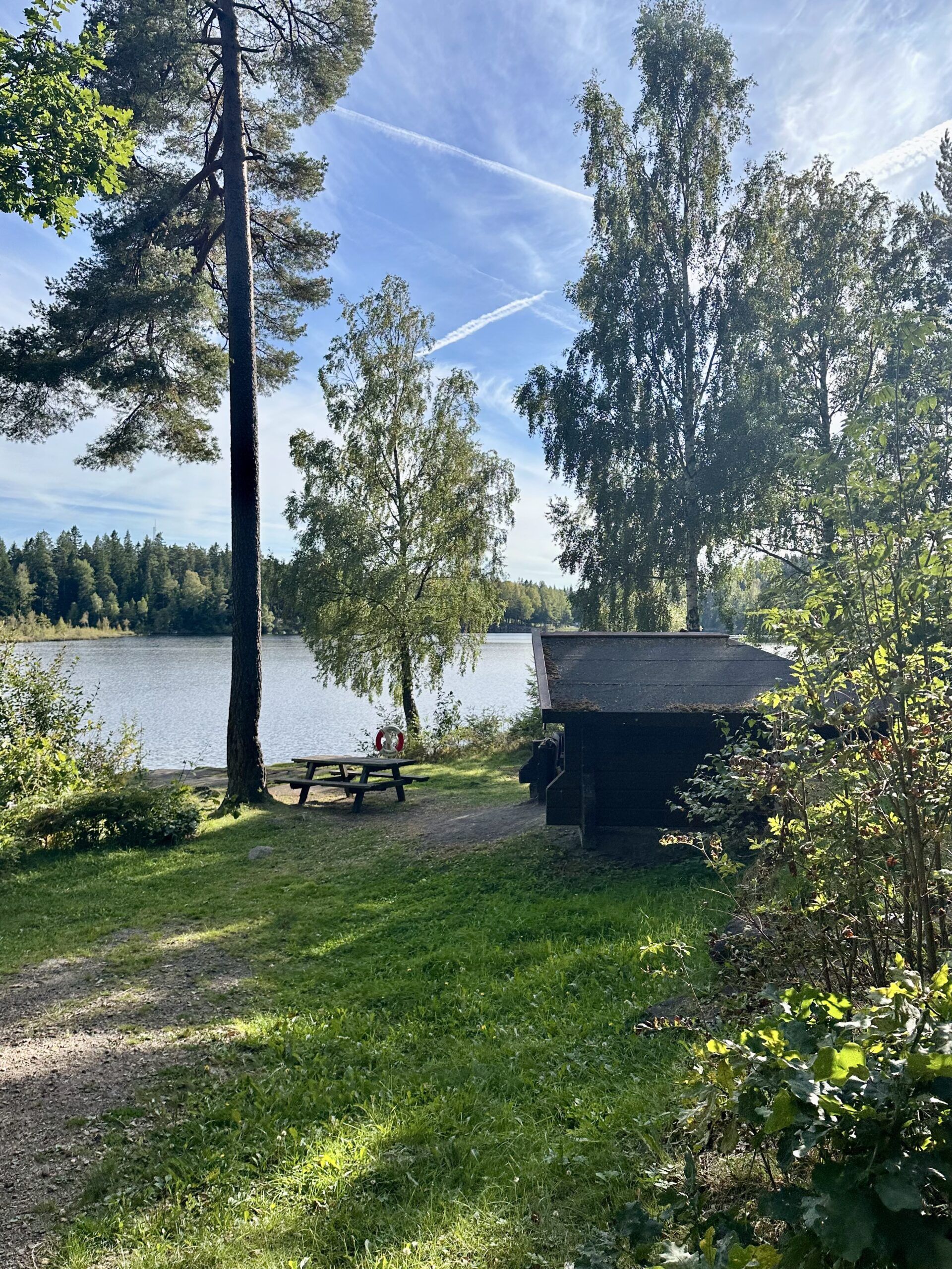 a green outdoor camping area