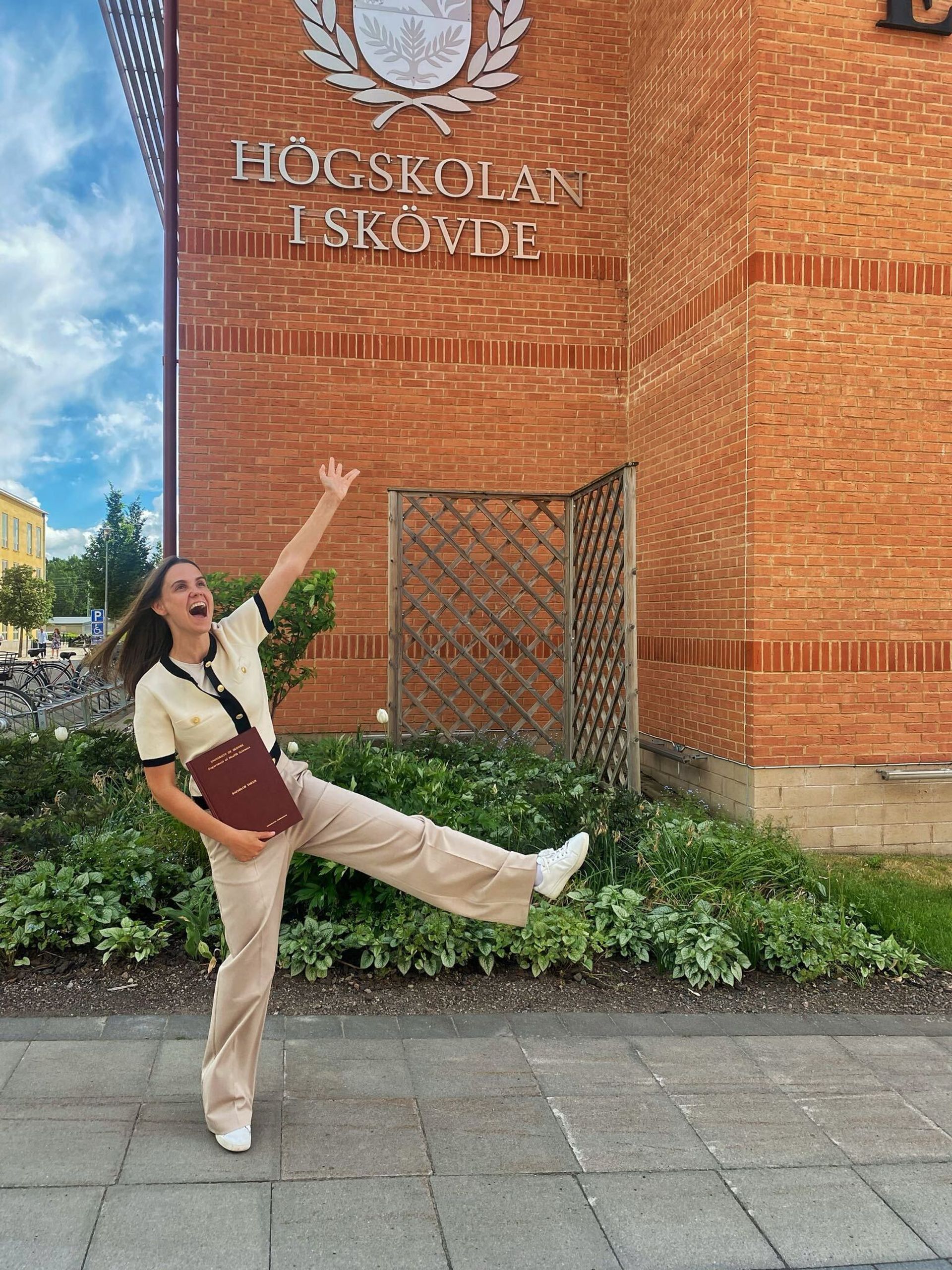 A girl celebrating
