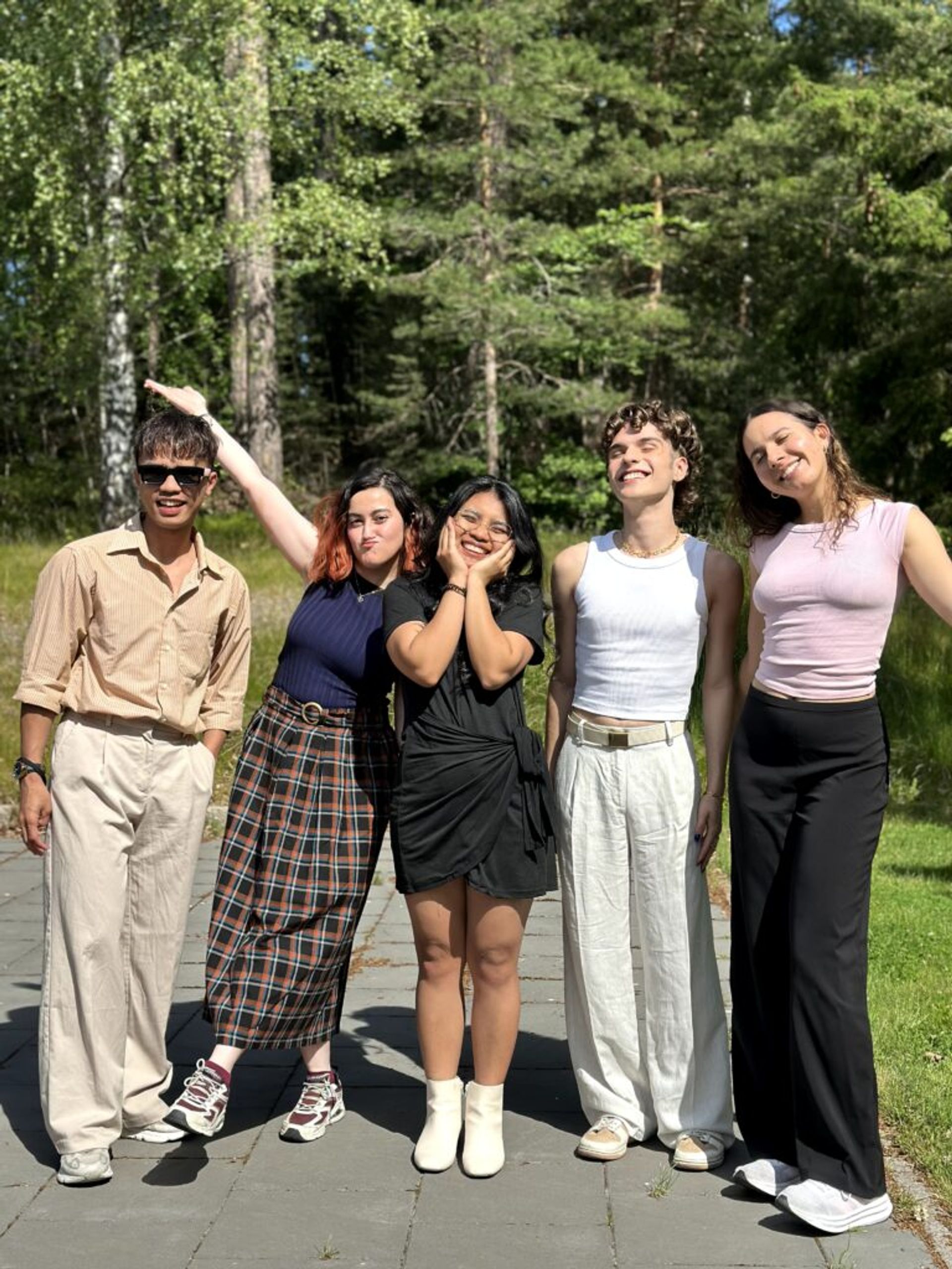 A group of friends posing.