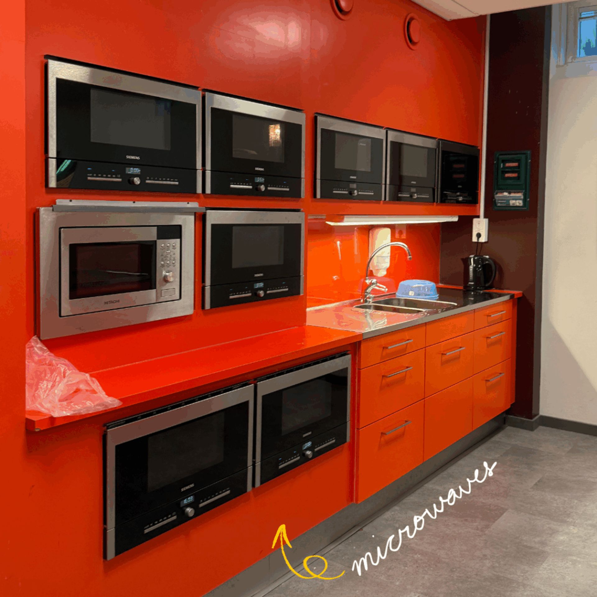 A photo of a wall of microwaves at the University of Gothenburg.